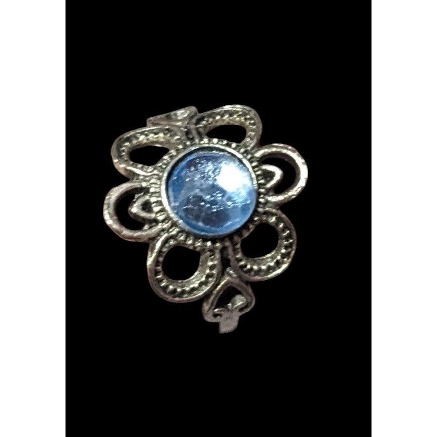 Other Floral Silver Tone Blue Gemmed Fashion Ring Size 6 Size ONE SIZE - 4 Thumbnail