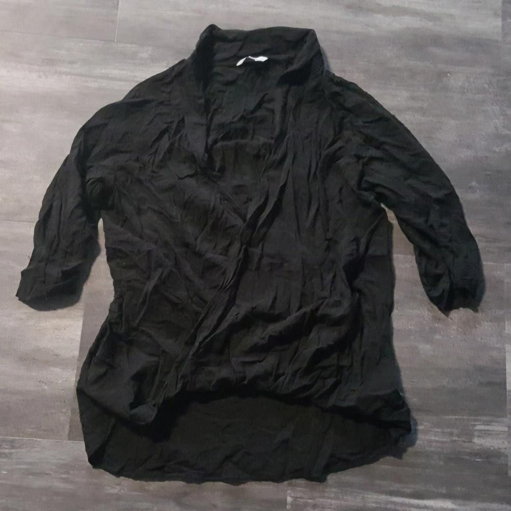 Designer Black High Low Draped Dressy Blouse Size M / US 6-8 / IT 42-44 - 1 Thumbnail