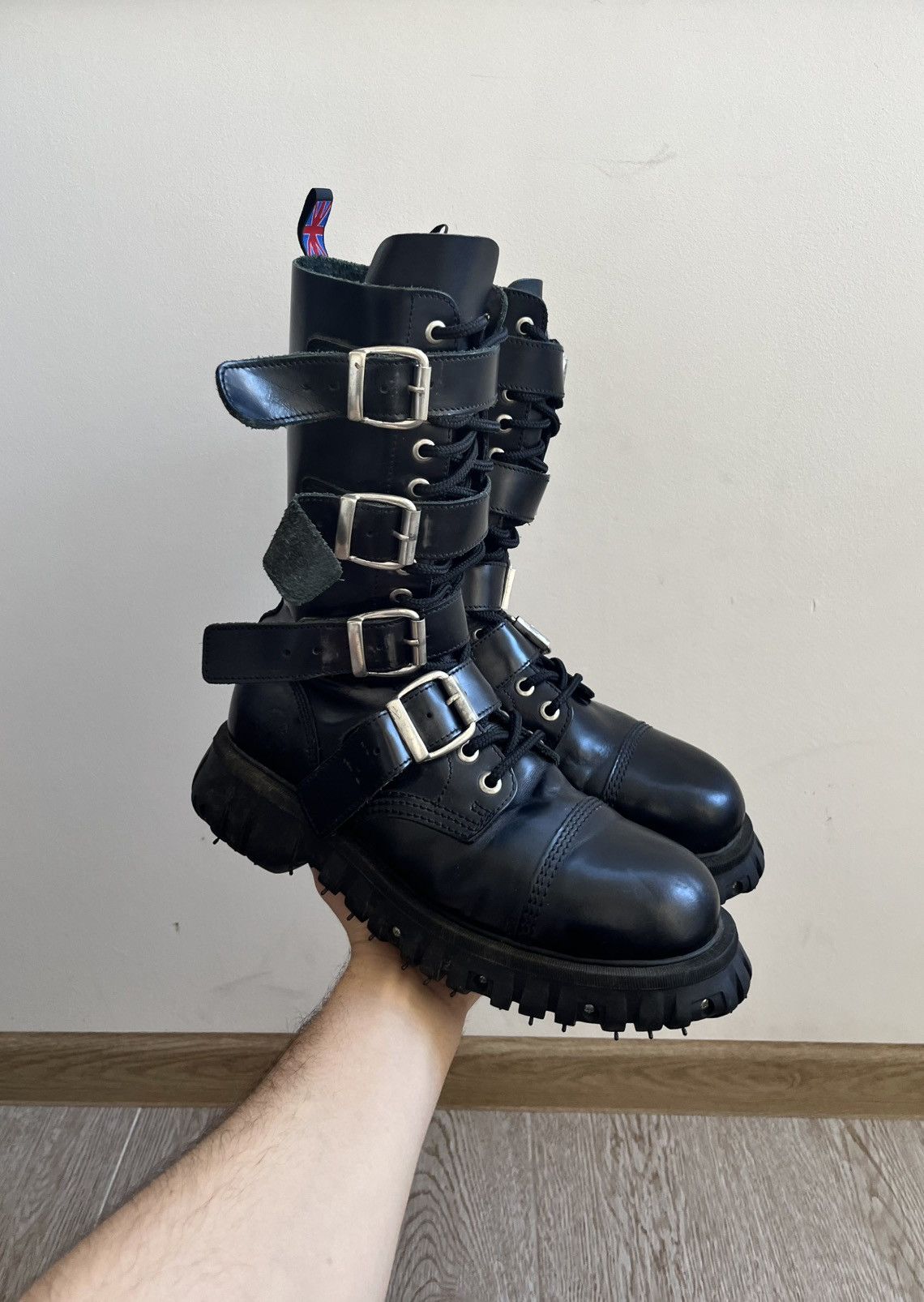 New Rock Nevermind Leather Belted Boots New Rock Style 90s Size US 11 / EU 44 - 1 Thumbnail