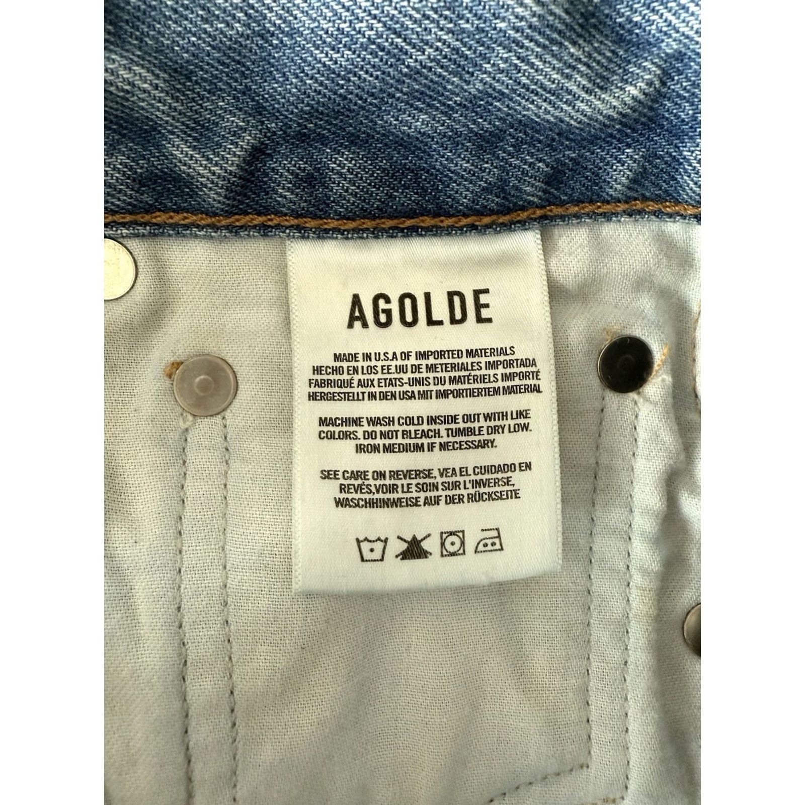 Agolde AGOLDE 90's Mid Rise Loose Fit Jeans Womens 23 Light Wash Blue Denim 5-Pocket Button Rise High Straight Cruiser 90s Grunge Retro City USA Womens Size 40" / US 18 - 4 Thumbnail