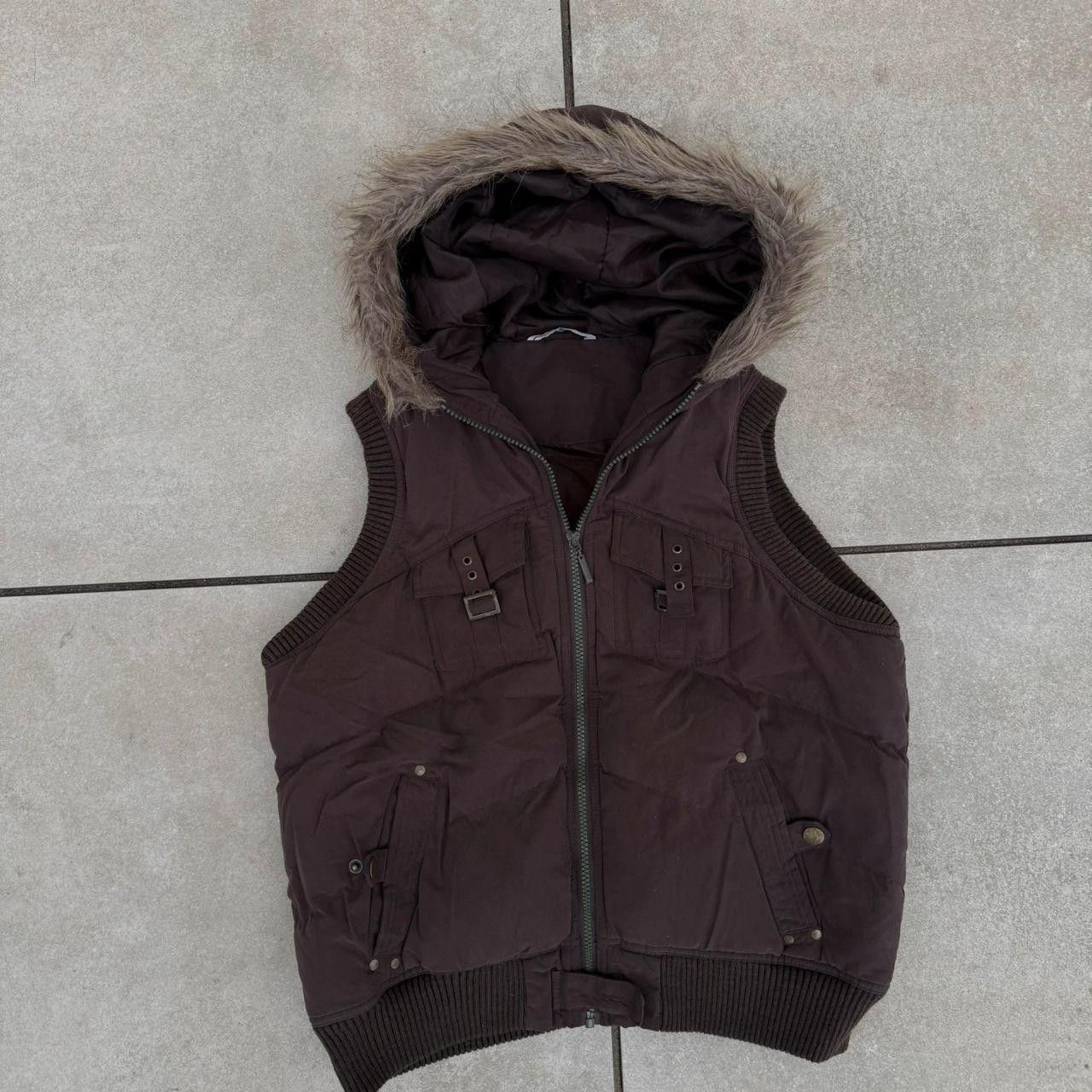 Vintage Vintage 90s Faux Fur Warmed Vest Gilet Brown Size L / US 10 / IT 46 - 2 Thumbnail