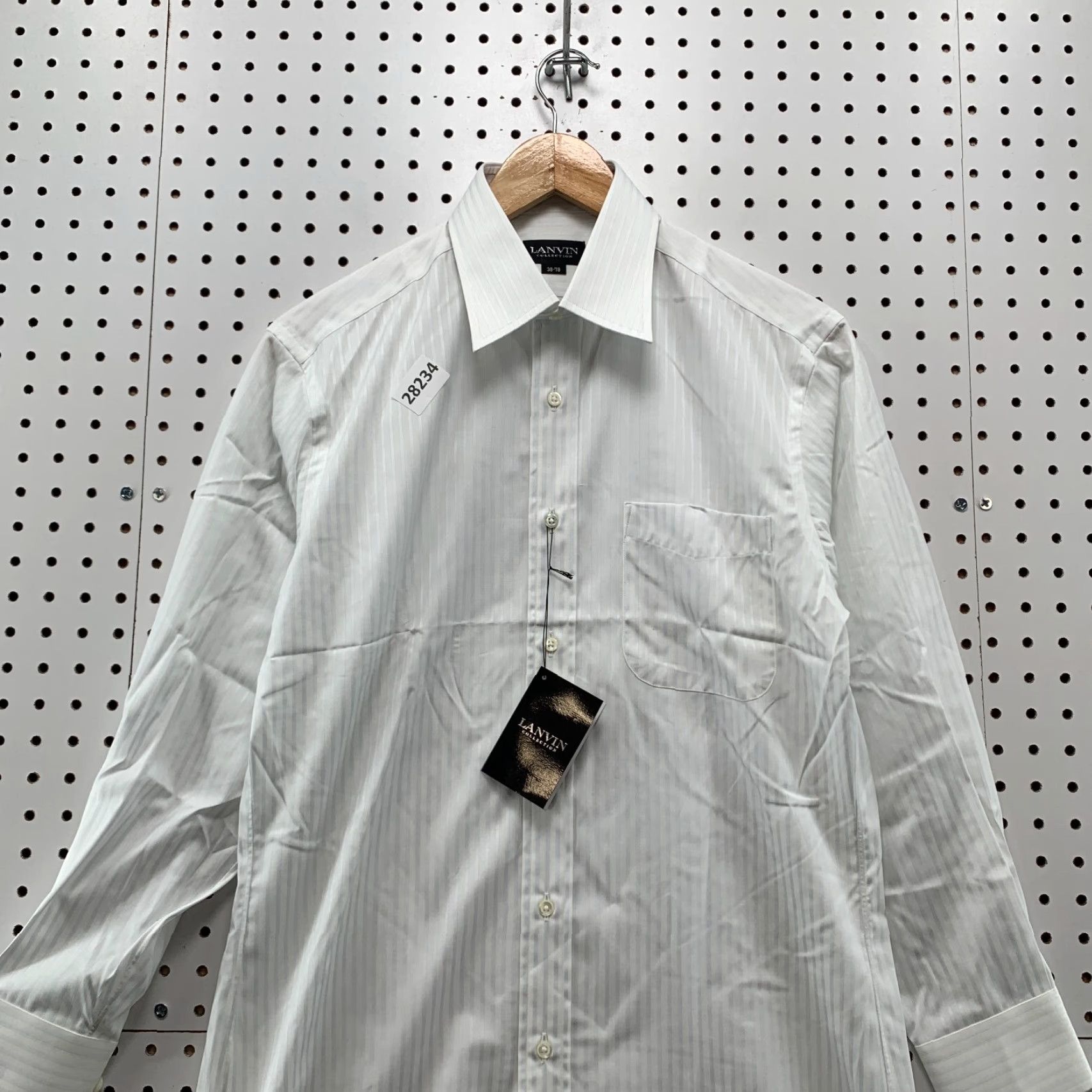 Lanvin VINTAGE Lanvin Dress Shirt White Striped Long Sleeve Mens Size Small 20x32 38 78 Size 36R - 5 Thumbnail