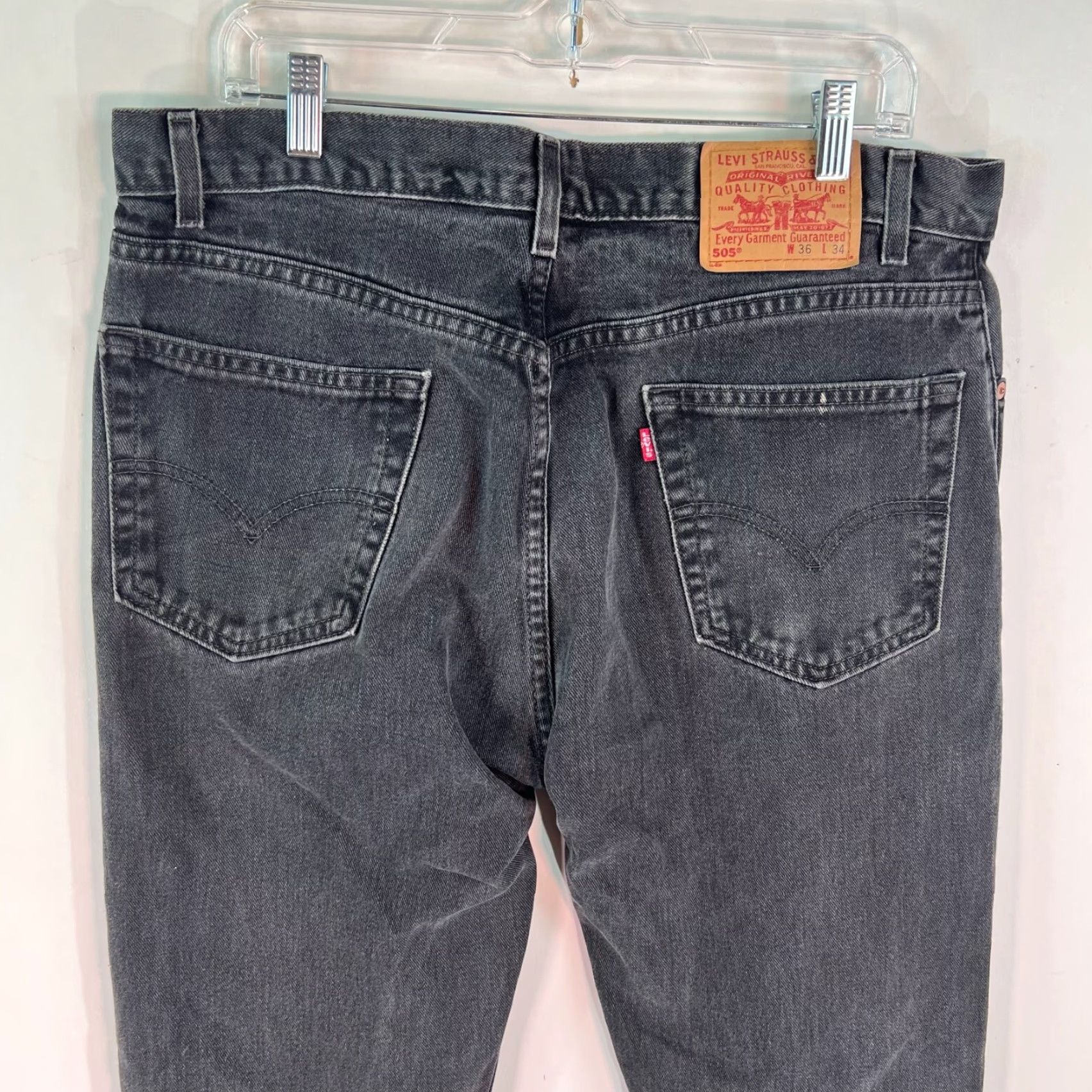 Levi's Levi 505 Mens Straight Leg Stretch Black Denim Jeans Size 36 X 34 Size US 36 / EU 52 - 6 Thumbnail