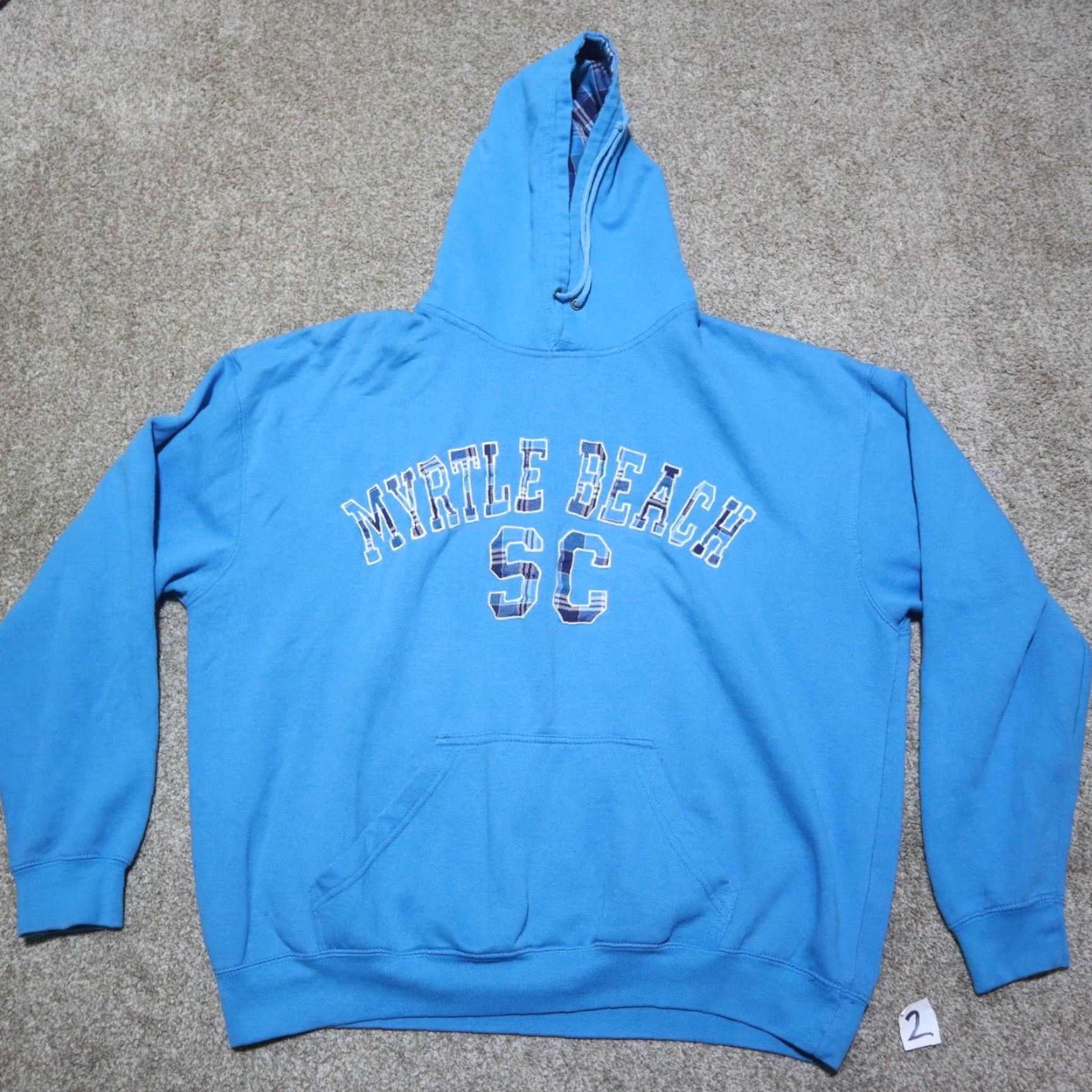 Hanes Hanes Hoodie Unisex Adults XL Blue Logo Kangaroo Pocket Hooded Sweatshirt Jersey Cotton Polyester Beach Theme Pullover Size US XL / EU 56 / 4 - 2 Thumbnail