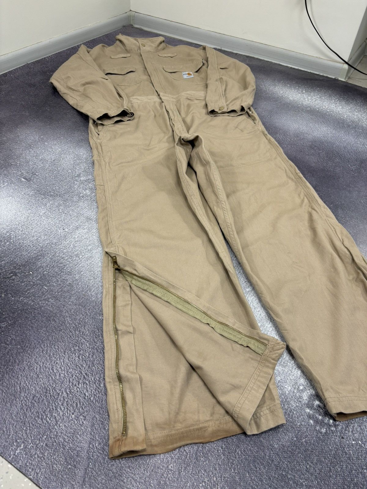 Carhartt Vintage Carhartt Flame Resistant Utility Work Beige Coverall Size US L / EU 52-54 / 3 - 3 Thumbnail