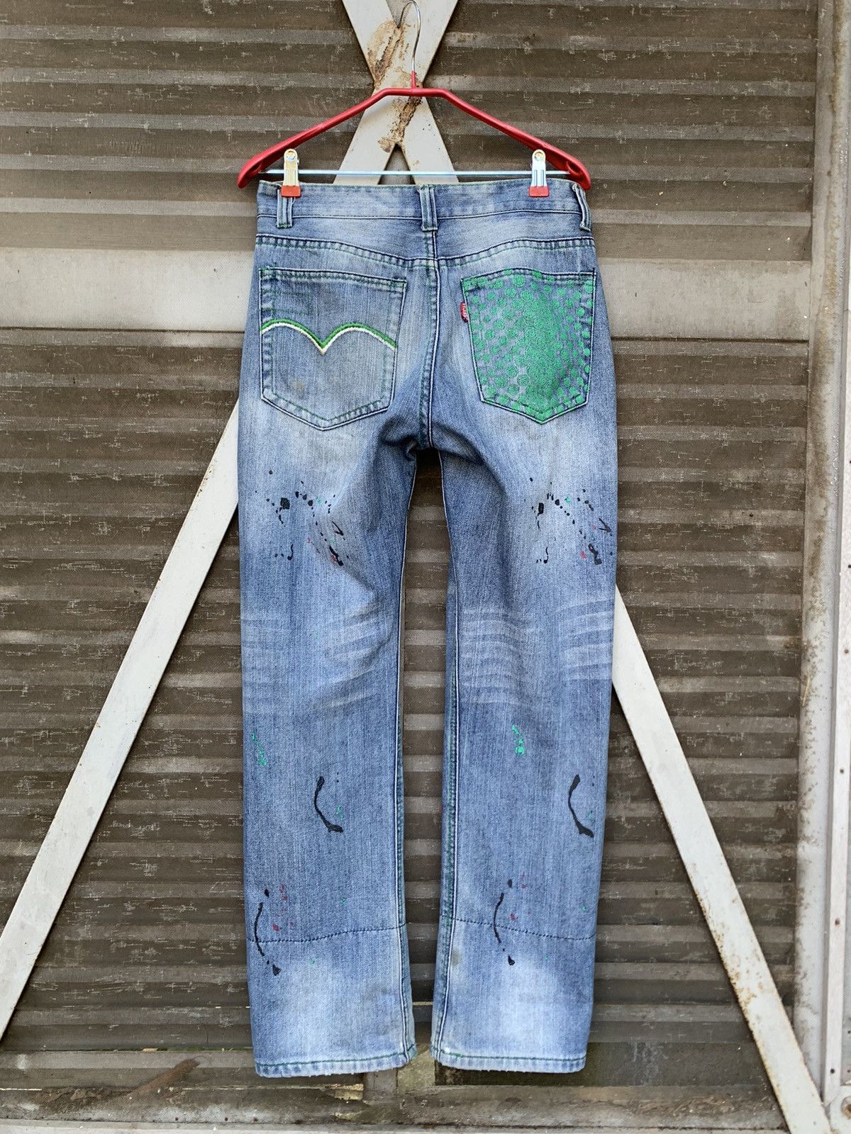 Vintage Vintage XSECAI Paint Splatters (Koi Fish Lined) Denim Jeans Size US 30 / EU 46 - 14 Thumbnail