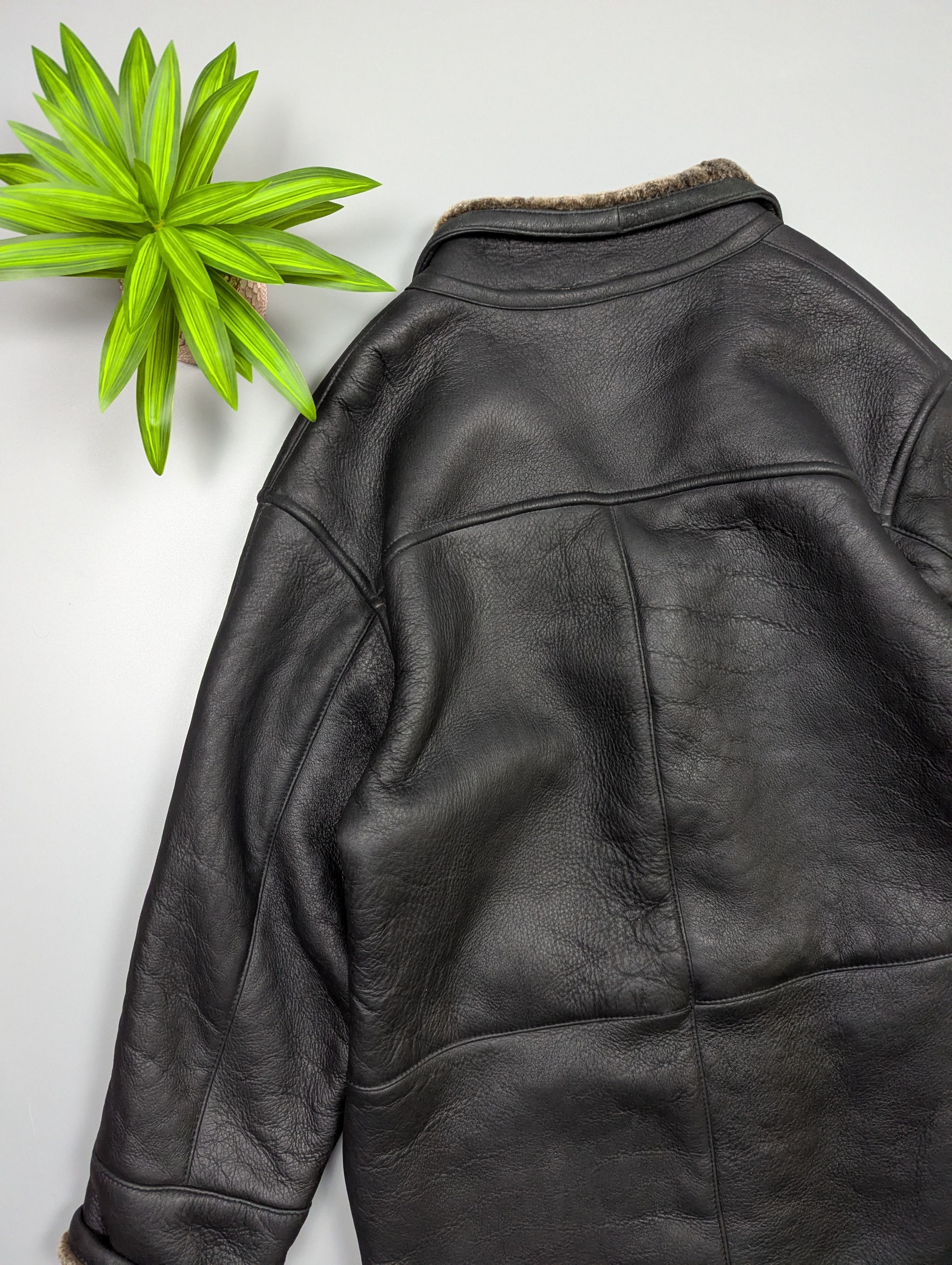 Other Men Black Sheepskin Shearling Leather Fur Coat Jacket 52 (L) Size US L / EU 52-54 / 3 - 16 Thumbnail