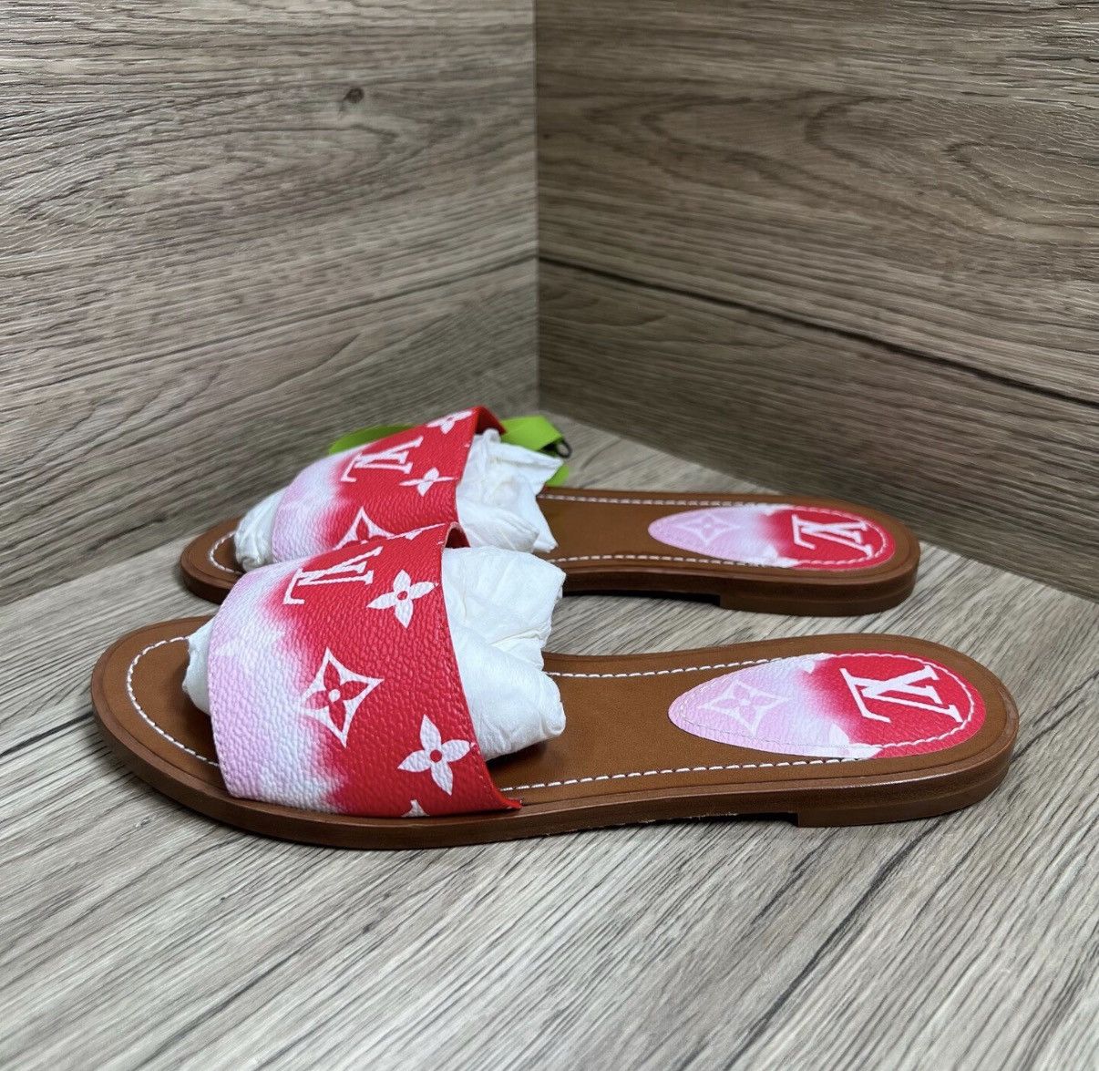 Louis Vuitton Louis Vuitton Lock It Red & Pink Monogram Slippers J41 Size US 6.5 / IT 36.5 - 1 Thumbnail