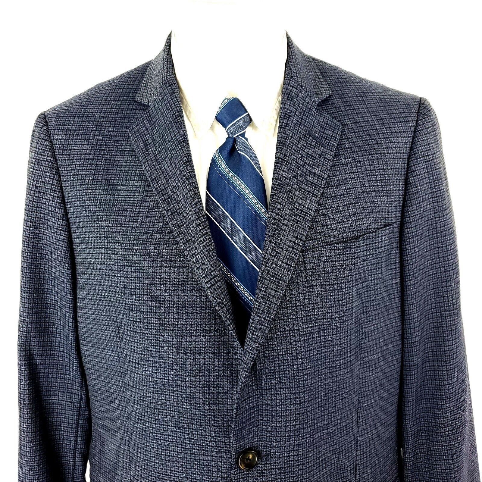 Hart Schaffner Marx Hart Schaffner Marx Wool 2 Button Blazer 40R Blue Check Mini Size 40R - 1 Thumbnail