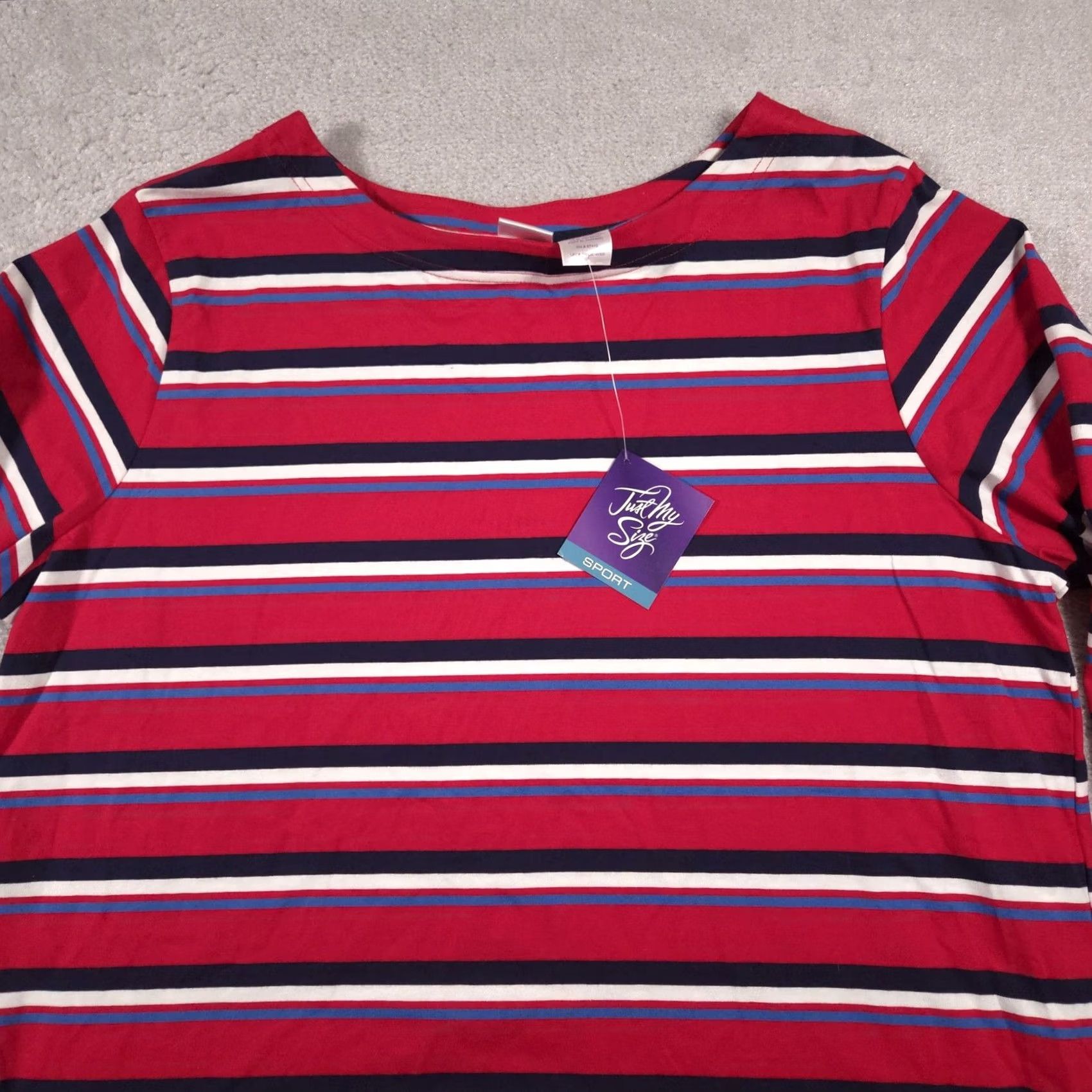 Vintage Just My Size Shirt Womens 18/20 Red Striped 3/4 Sleeve Boat Neck JMS Shirt Women Plus Size Red Striped 3/4 Sleeve Boat Neck JMS Size XXL / US 16-18 / IT 52-54 - 3 Thumbnail