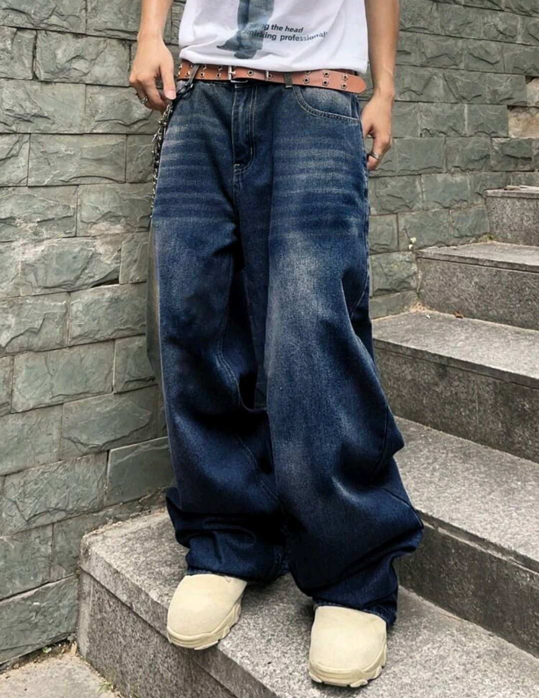 Japanese Brand × Jean Solid Color Simple Style Baggy Jeans Daily Size US 30 / EU 46 - 4 Thumbnail