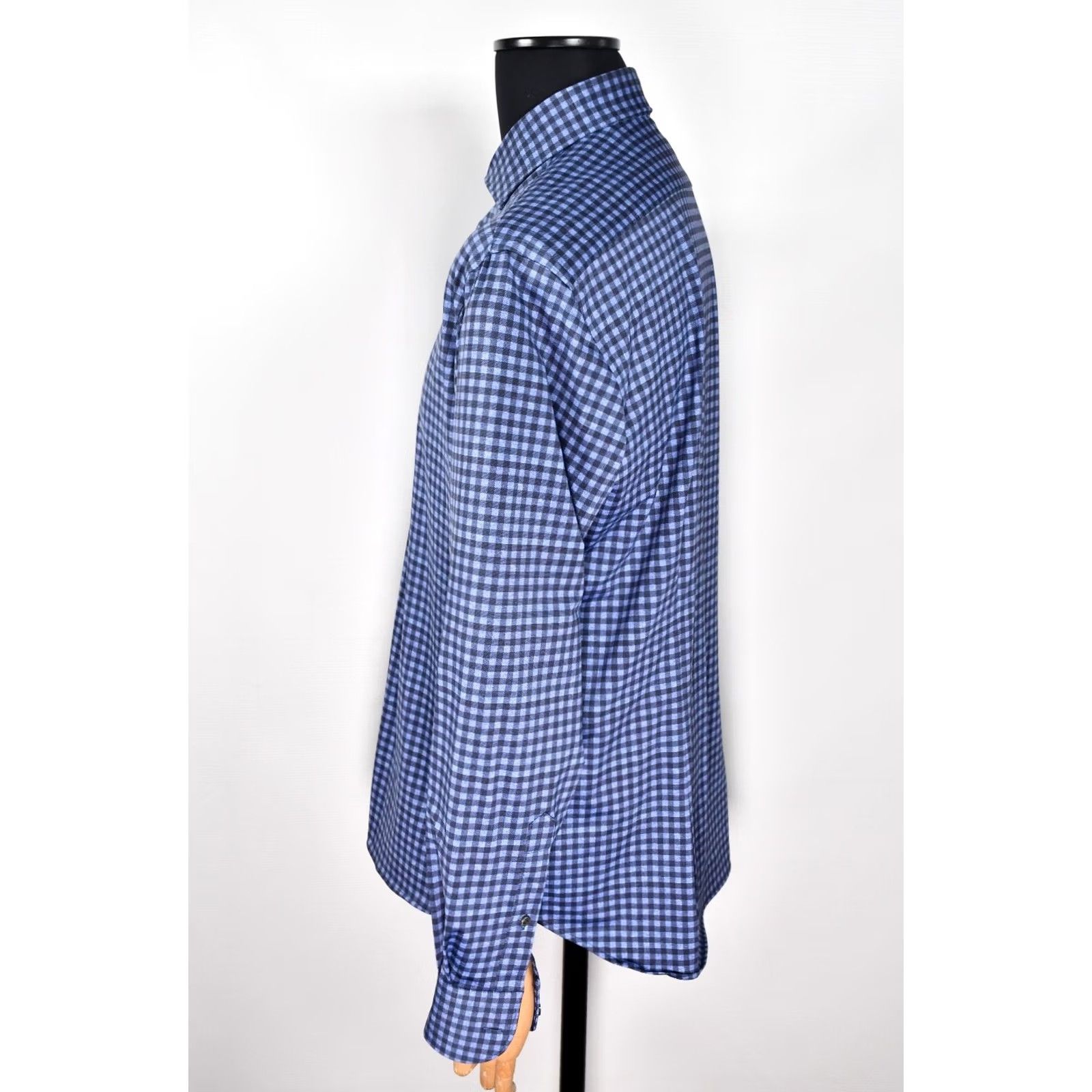 Vintage Orian Shirt Slim Check Stretch 43 Blue Men Slim Regular Size 43/17 Button-Up Collared Long Sleeve Size US XL / EU 56 / 4 - 3 Thumbnail
