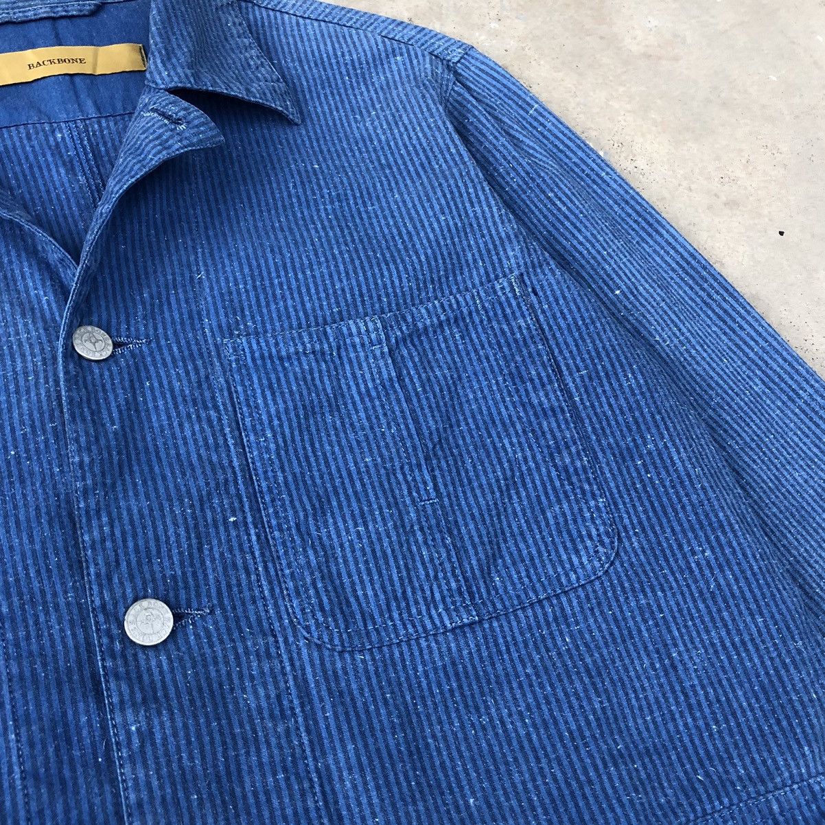 Backbone Vintage BACKBONE Striped Cotton Chore Denim Jacket Size US M / EU 48-50 / 2 - 9 Thumbnail