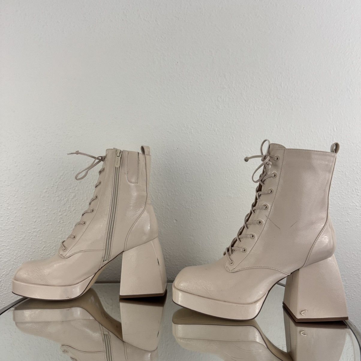Sam Edelman SAM EDELMAN Nude Patent Leather Karter Platform Ankle Boots Size US 9.5 / IT 39.5 - 14 Thumbnail