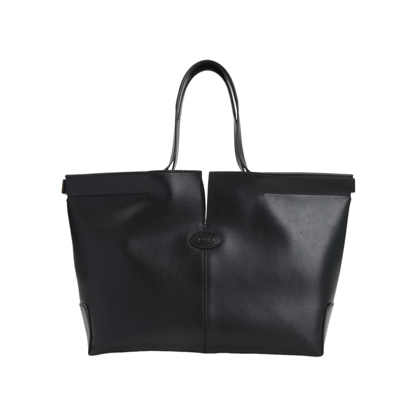 TOD'S Di Folio Black Medium Leather Tote Bag New And Authent