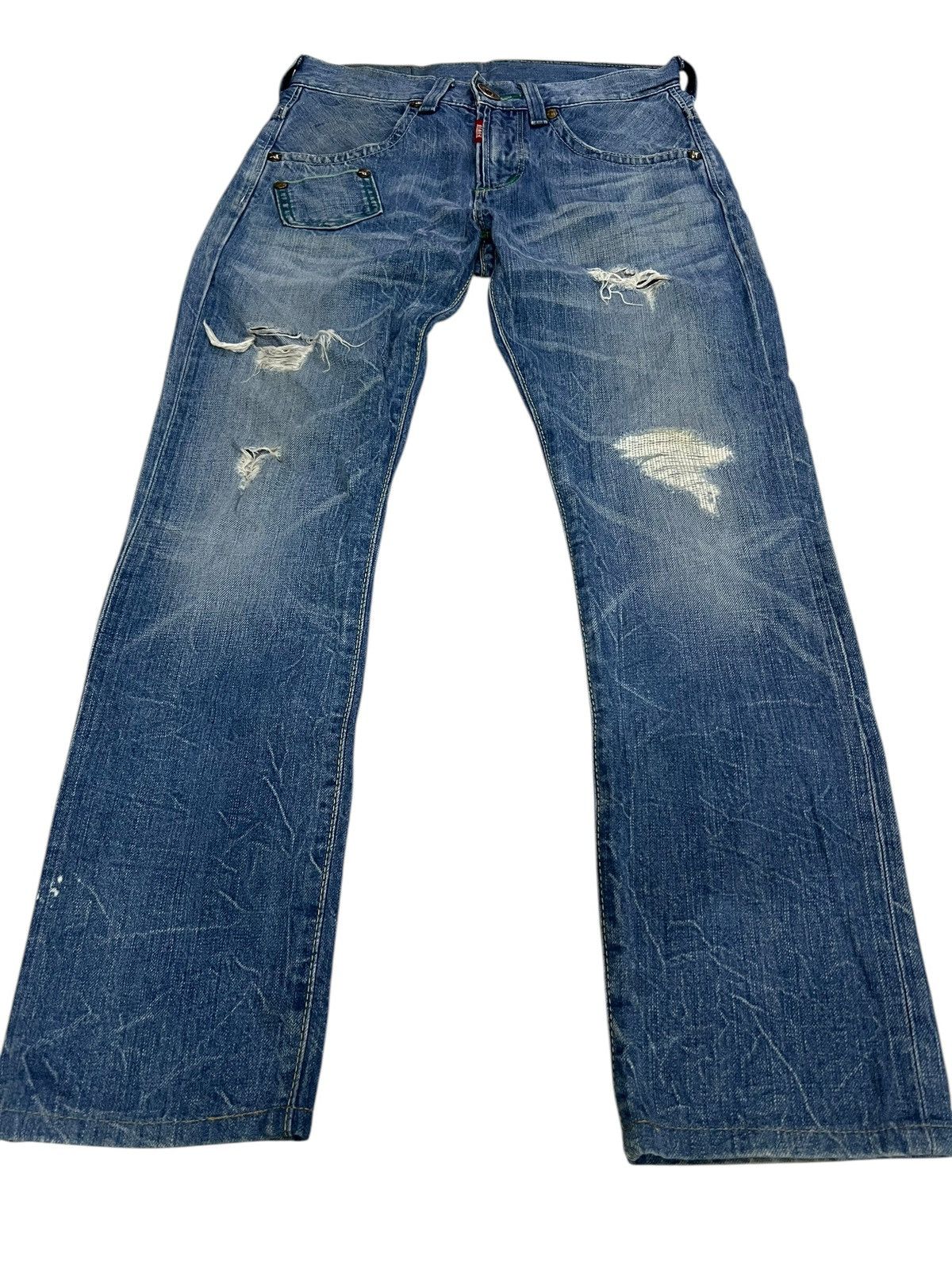Edwin × If Six Was Nine 🌈Edwin Blue Trip Distressed Jean Japan Size US 30 / EU 46 - 1 Thumbnail