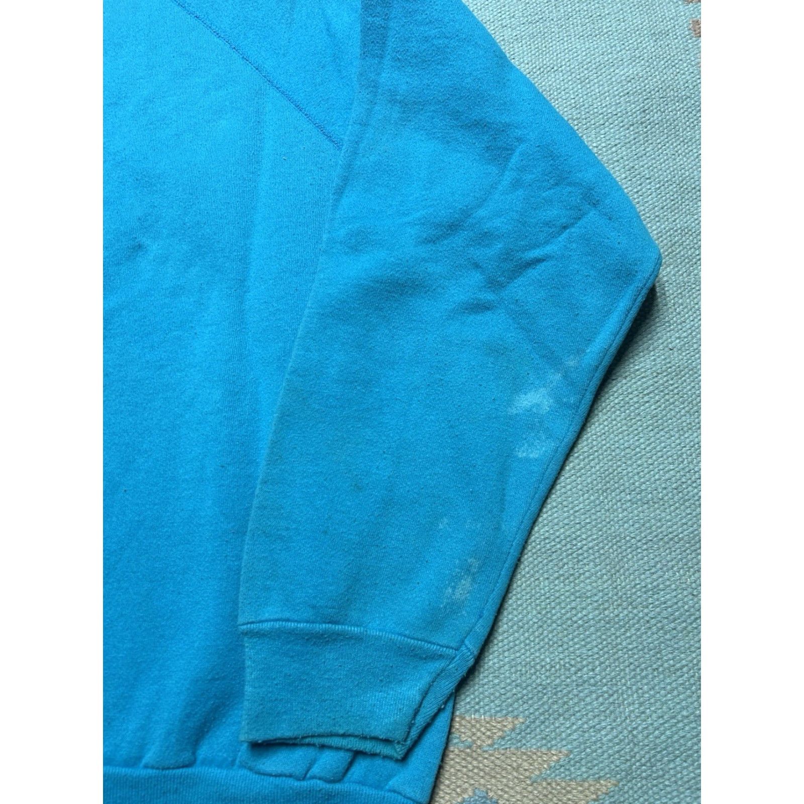 Altea VINTAGE 80s crewneck sweatshirt blank teal turquoise blue stained pullover XL Mens Sweatshirt Size US XL / EU 56 / 4 - 7 Thumbnail