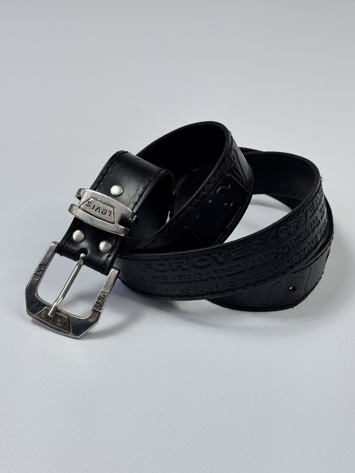 Levi's Vintage Levi’s 501 Logo Leather Belt USA Y2k distressed Size ONE SIZE - 1 Thumbnail