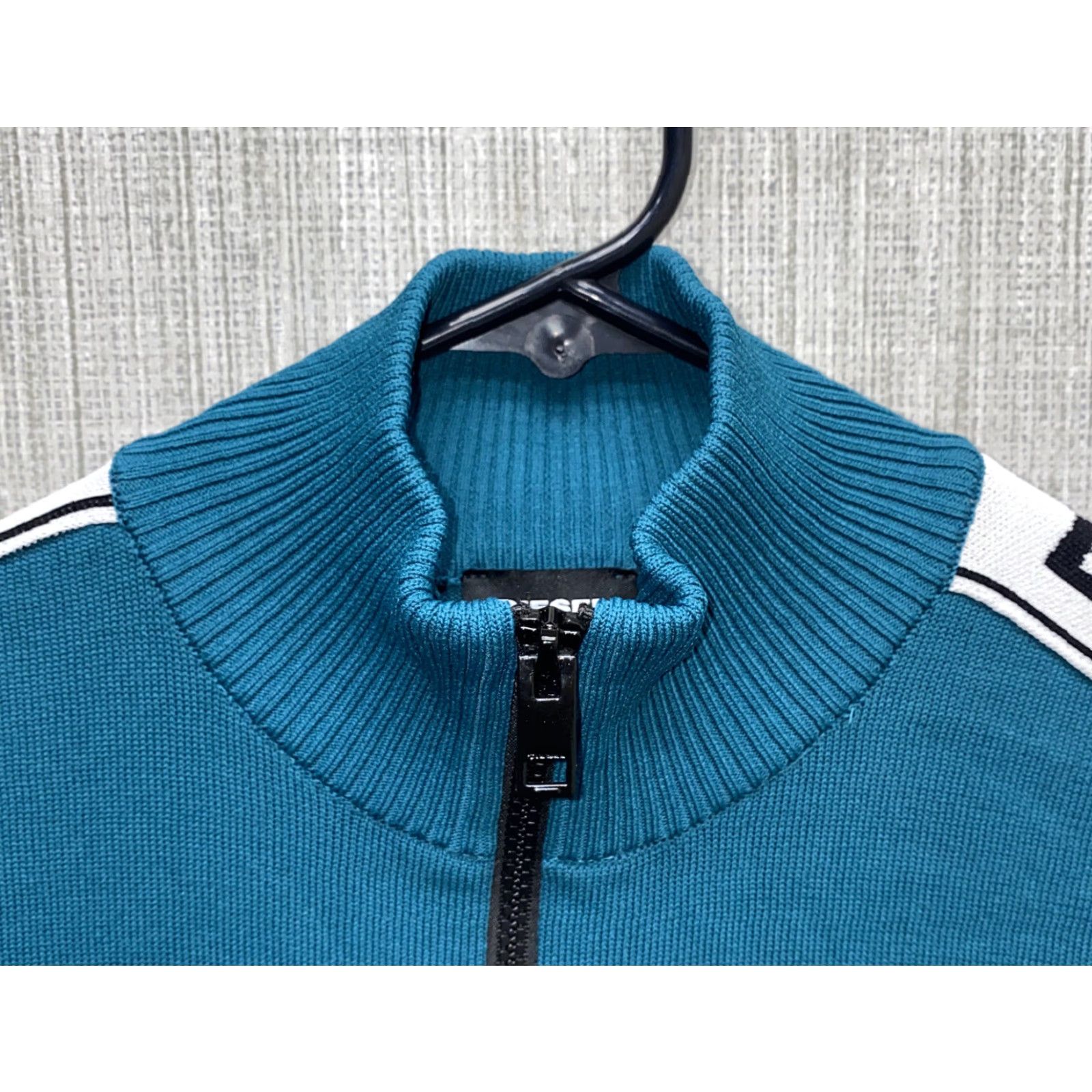 Diesel Diesel Women Blue Cotton Blend Full Zip Sweater Size L - Regular Solid Long Sleeve Collared Size L / US 10 / IT 46 - 3 Thumbnail