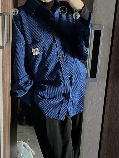 Japanese Brand Kubota x Hori Streetwear style blue corduroy button up Size US XL / EU 56 / 4 - 6 Thumbnail