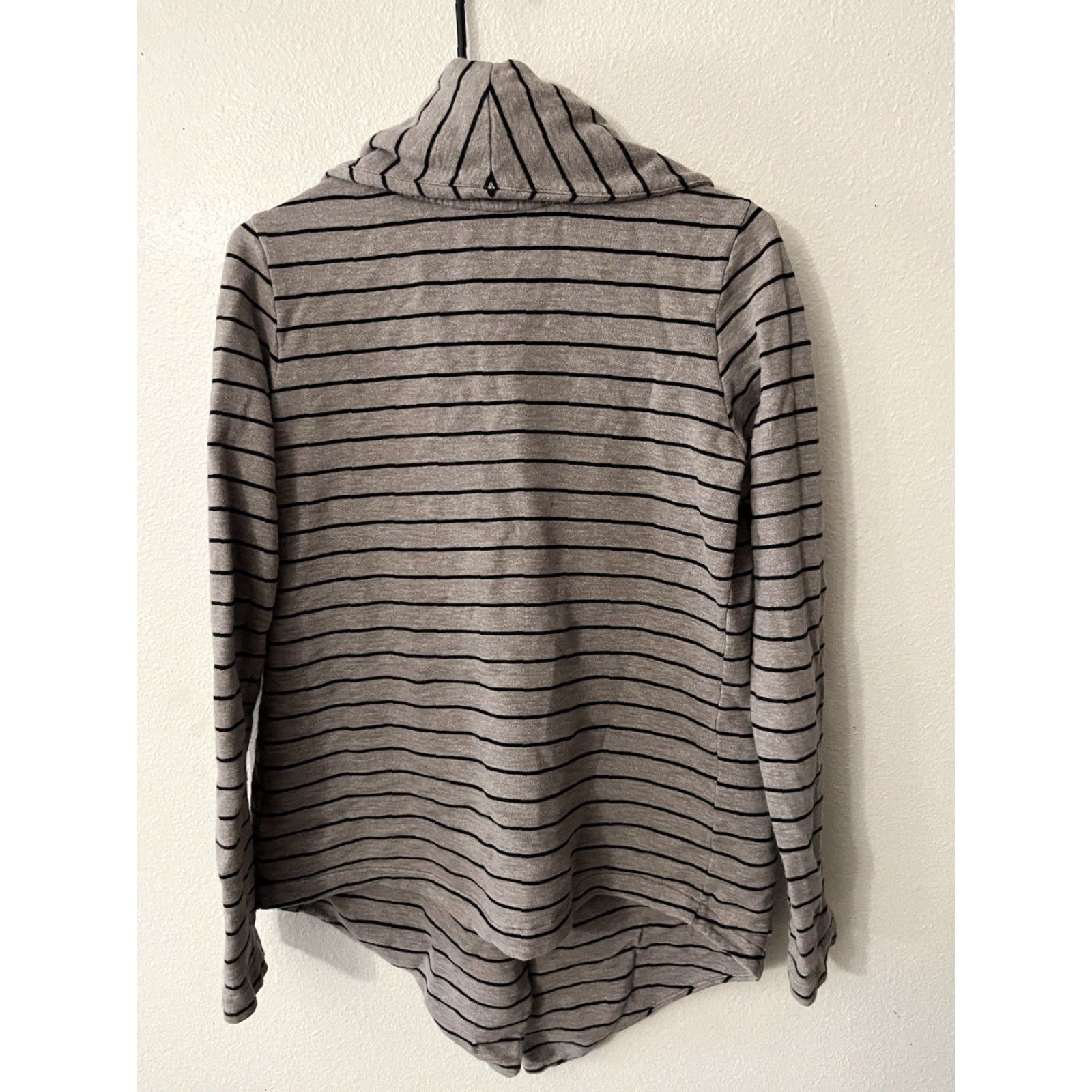 The North Face VINTAGE The North Face Women's Sweater Cardigan Open Front Long Sleeve Casual M French Terry Cotton Taupe & Black Striped Size M / US 6-8 / IT 42-44 - 3 Thumbnail