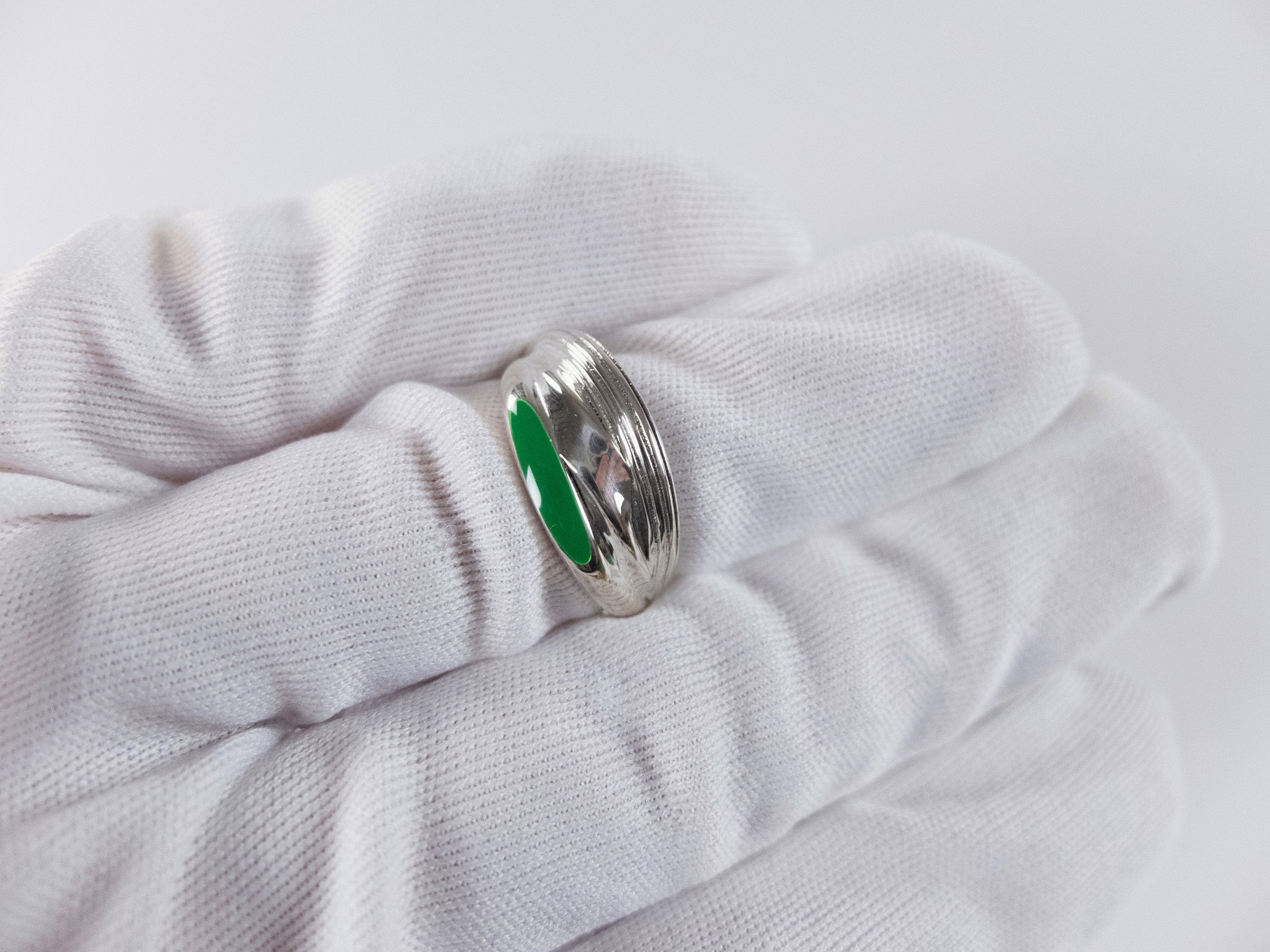 Bottega Veneta BOTTEGA VENETA Trio green enameled silver ring 6 13 q Size ONE SIZE - 3 Thumbnail