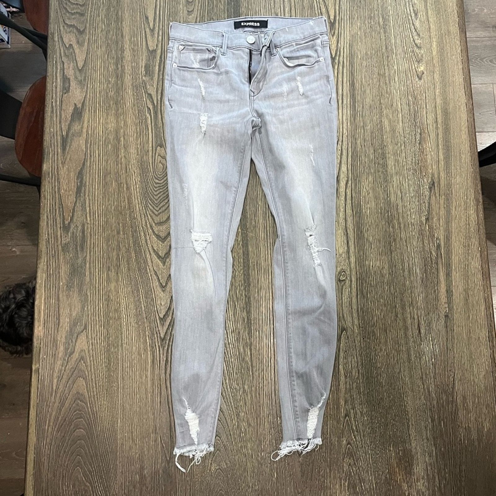 Express Express Ankle Legging Jeans Stretch Denim Raw Hem Grey 4L Size 27" / US 4 / IT 40 - 1 Thumbnail