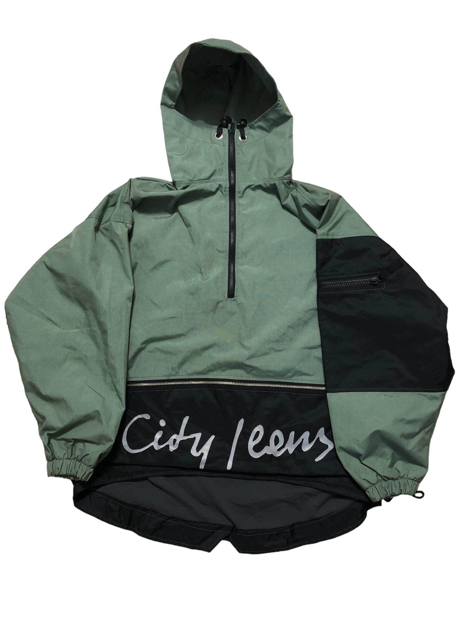 image of High City Jeans Anorak Jacket Size XL Boxy Vintage 90's in Black/Green, Men's