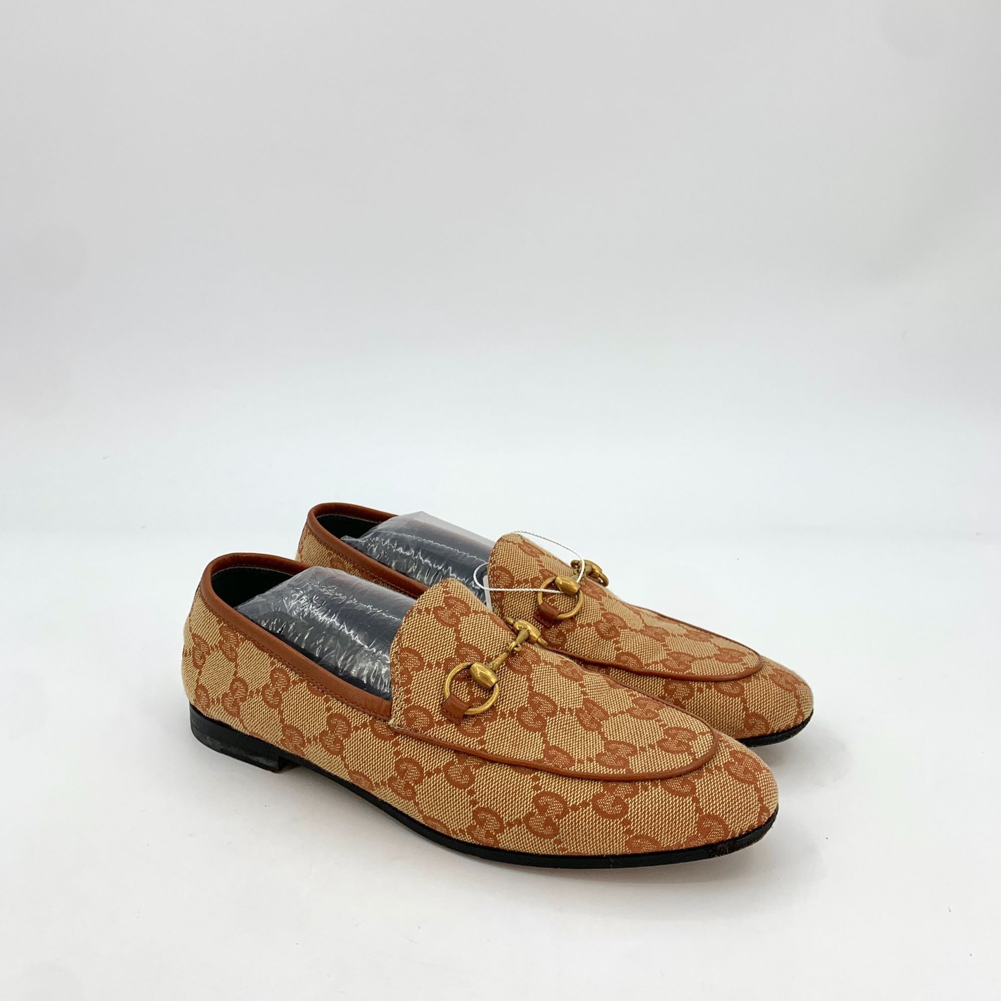 Gucci Gucci Jordaan Brown Logo Jacquard Horsebit Loafers Size 36 M Size US 6 / IT 36 - 7 Thumbnail
