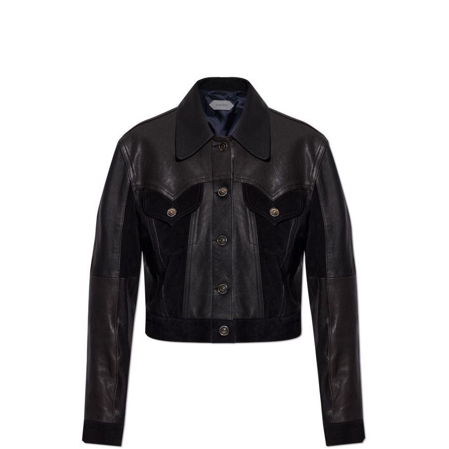 Versace VERSACE Black Leather Jacket New & Authentic (Women's size:I Size XS / US 0-2 / IT 36-38 - 1 Preview