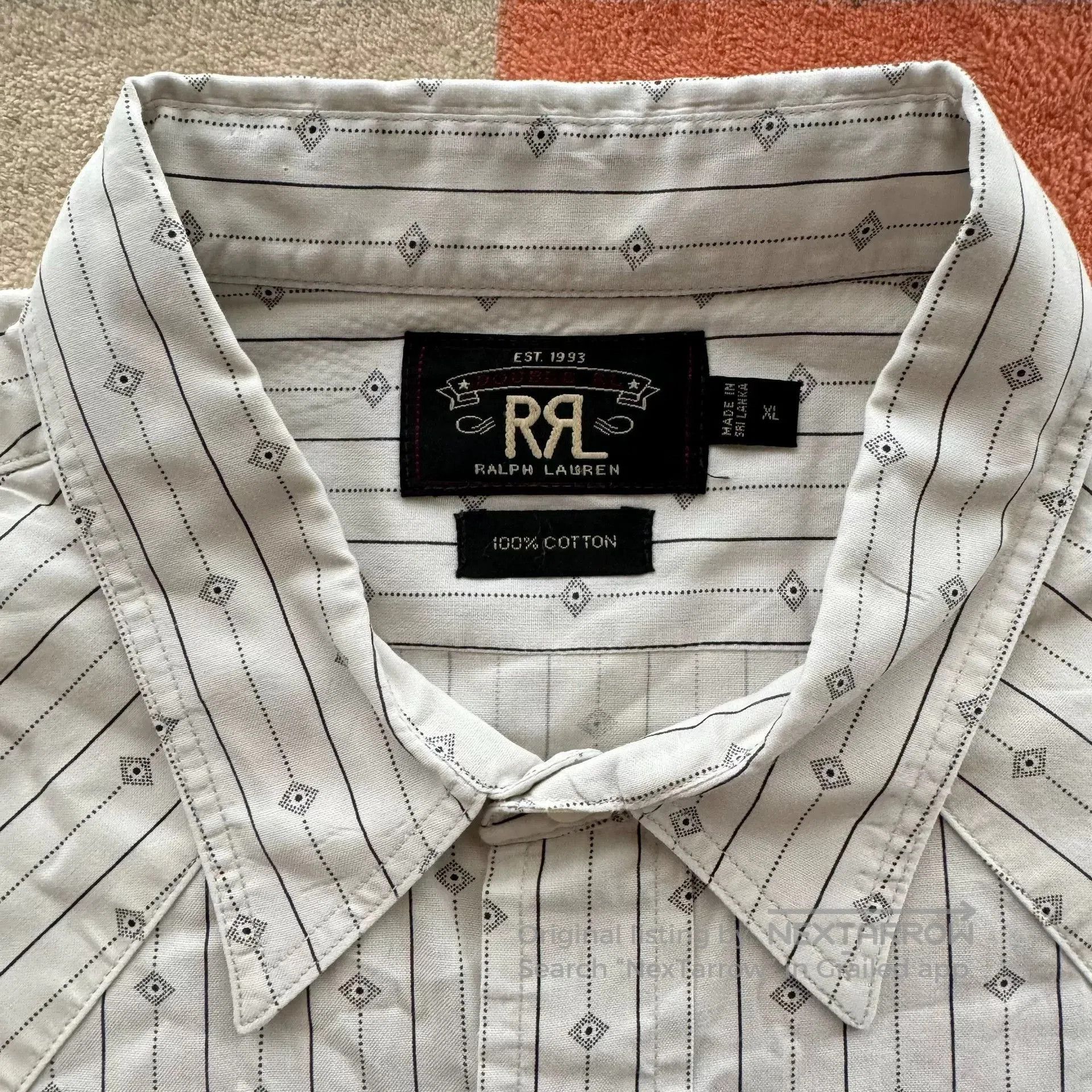 RRL Ralph Lauren Ralph Lauren Double RL White Striped Shirt. Size US XL / EU 56 / 4 - 3 Thumbnail