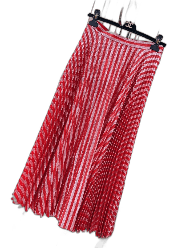 Gucci Gucci Red Silver Pleated Wave Pattern Skirt Size 28" / US 6 / IT 42 - 1 Thumbnail