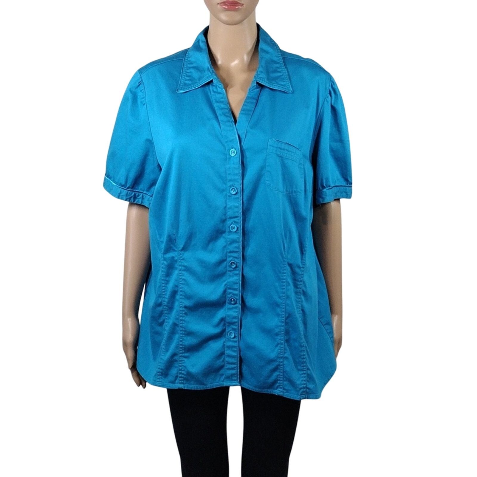 Other Lane Bryant Blue Button Down Short Sleeve Plus Size Shirt Size XXL / US 16-18 / IT 52-54 - 1 Thumbnail