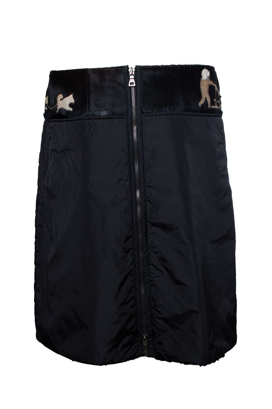 Prada Prada, Nylon skirt in black with ponyskin Size 32" / US 10 / IT 46 - 3 Thumbnail