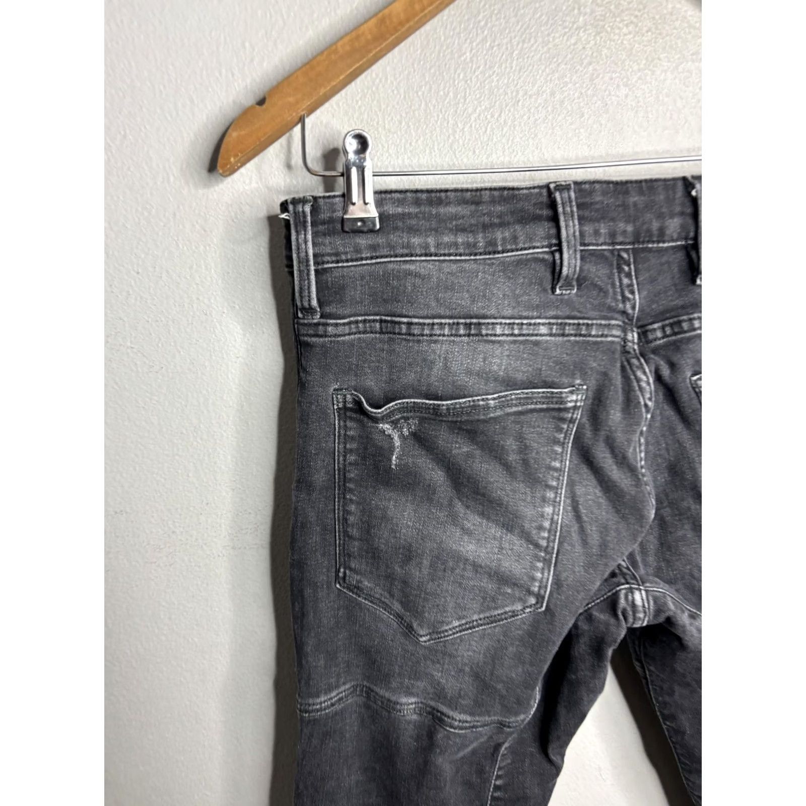 Vintage G-Star RAW Jeans Slim Tapered Mens 30x30 Denim Charcoal Gray Distressed Moto Style 5-Pocket Zip Fly Women? Size US 30 / EU 46 - 5 Thumbnail