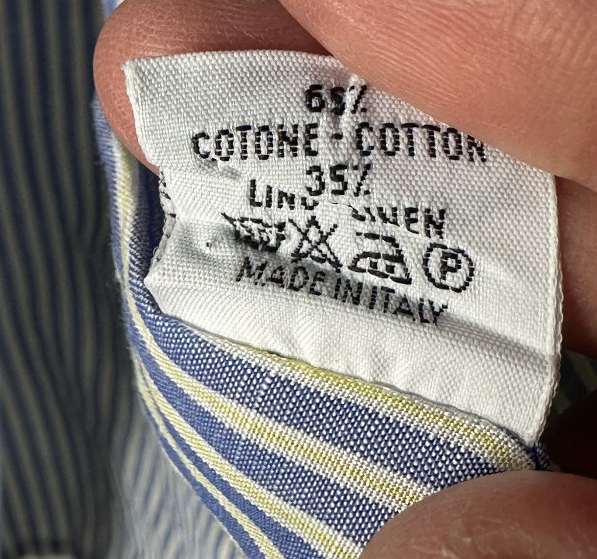 Cesare Attolini Blue and yellow striped shirt Size US XL / EU 56 / 4 - 5 Thumbnail
