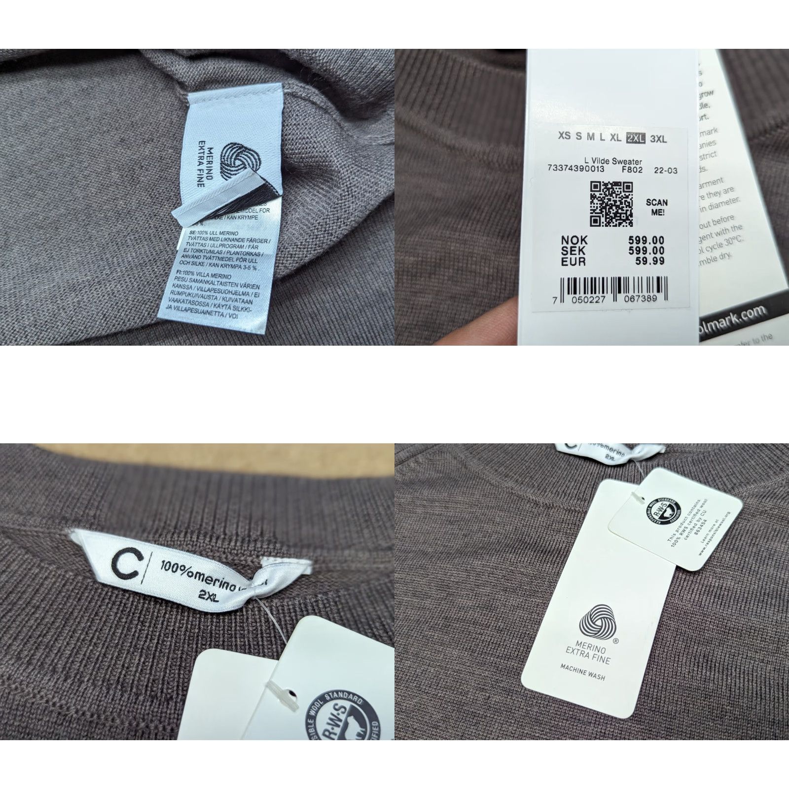 Vintage Cubus Sweater Womens 2XL Beige Merino Wool Knit Relaxed Pullover Long Sleeve Round Neck Casual Tugged: V ETS Size XXL / US 16-18 / IT 52-54 - 8 Thumbnail