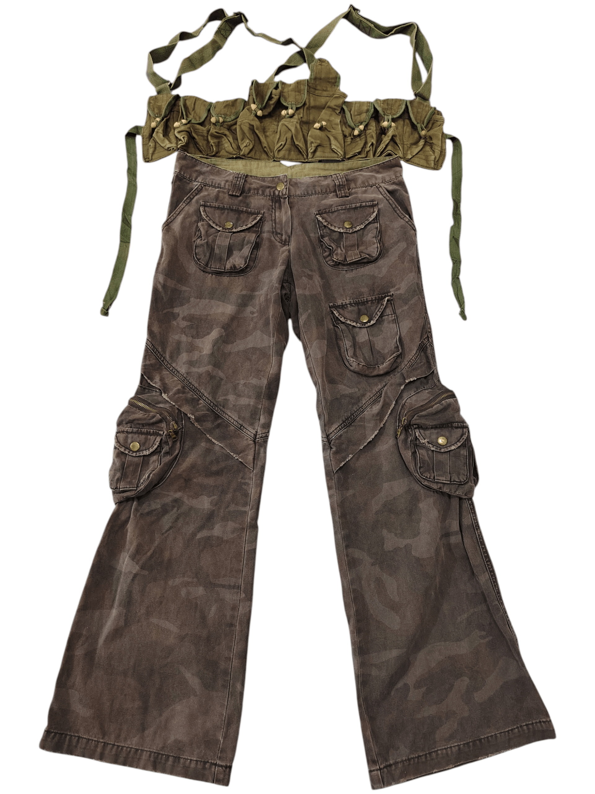 Vintage Vtg Camou Cargo Flared & Army Pocket chest rig tactical Size US 33 - 1 Thumbnail