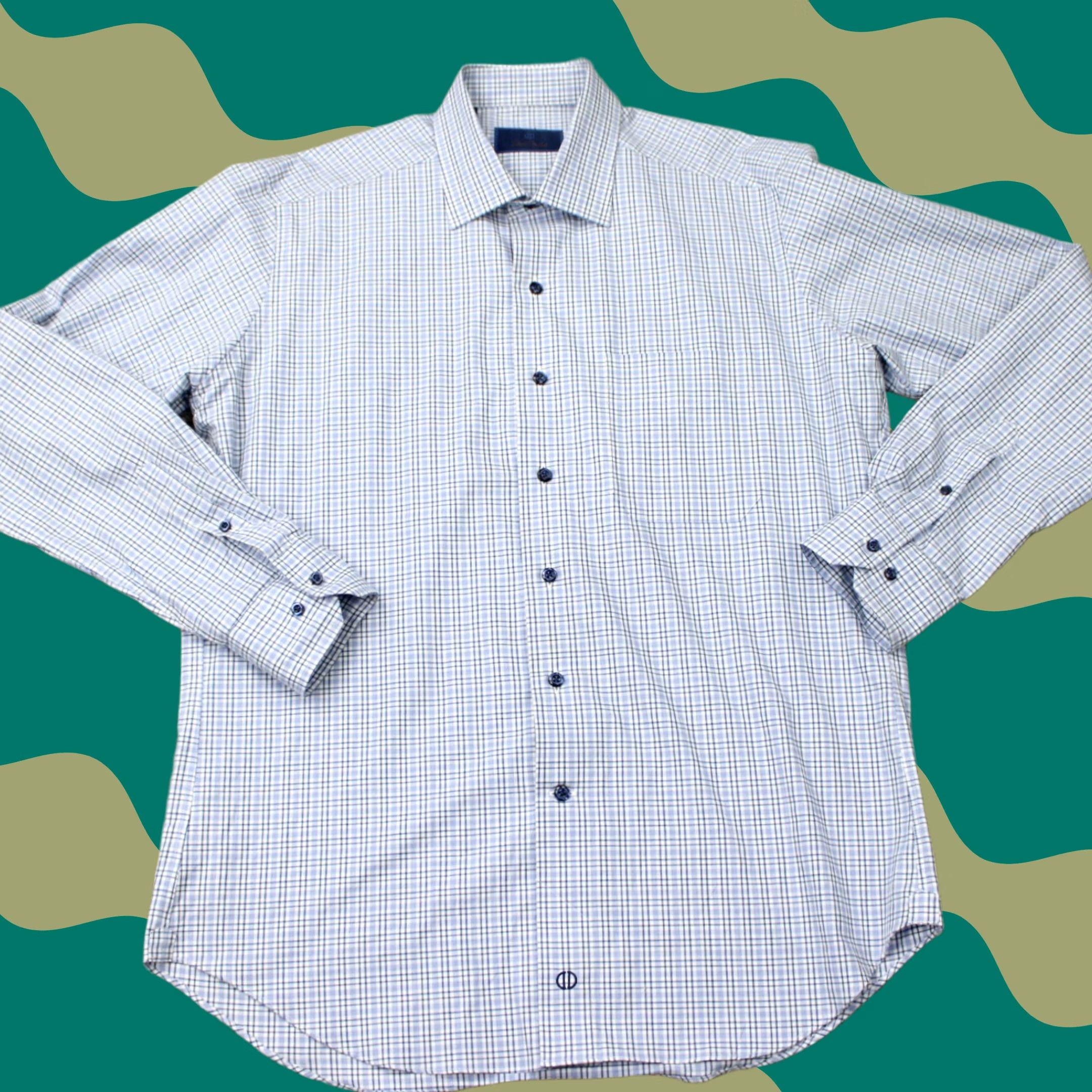 David Donahue David Donahue Shirt Mens Large Blue Plaid 100% Cotton Long Sleeve Button Up Size US L / EU 52-54 / 3 - 1 Thumbnail
