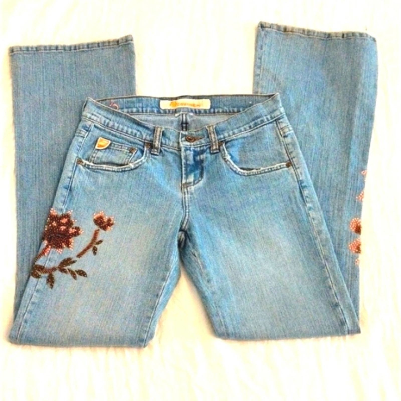 Other Z. Cavaricci Jeans Sz 10 Beaded Floral FLARED 70s Bohemian Size 32" / US 10 / IT 46 - 6 Thumbnail
