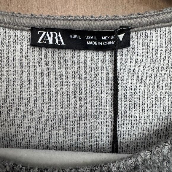 Zara Zara Heather Gray Embellished Rhinestones Crop Plush Top Sz Size L / US 10 / IT 46 - 7 Thumbnail