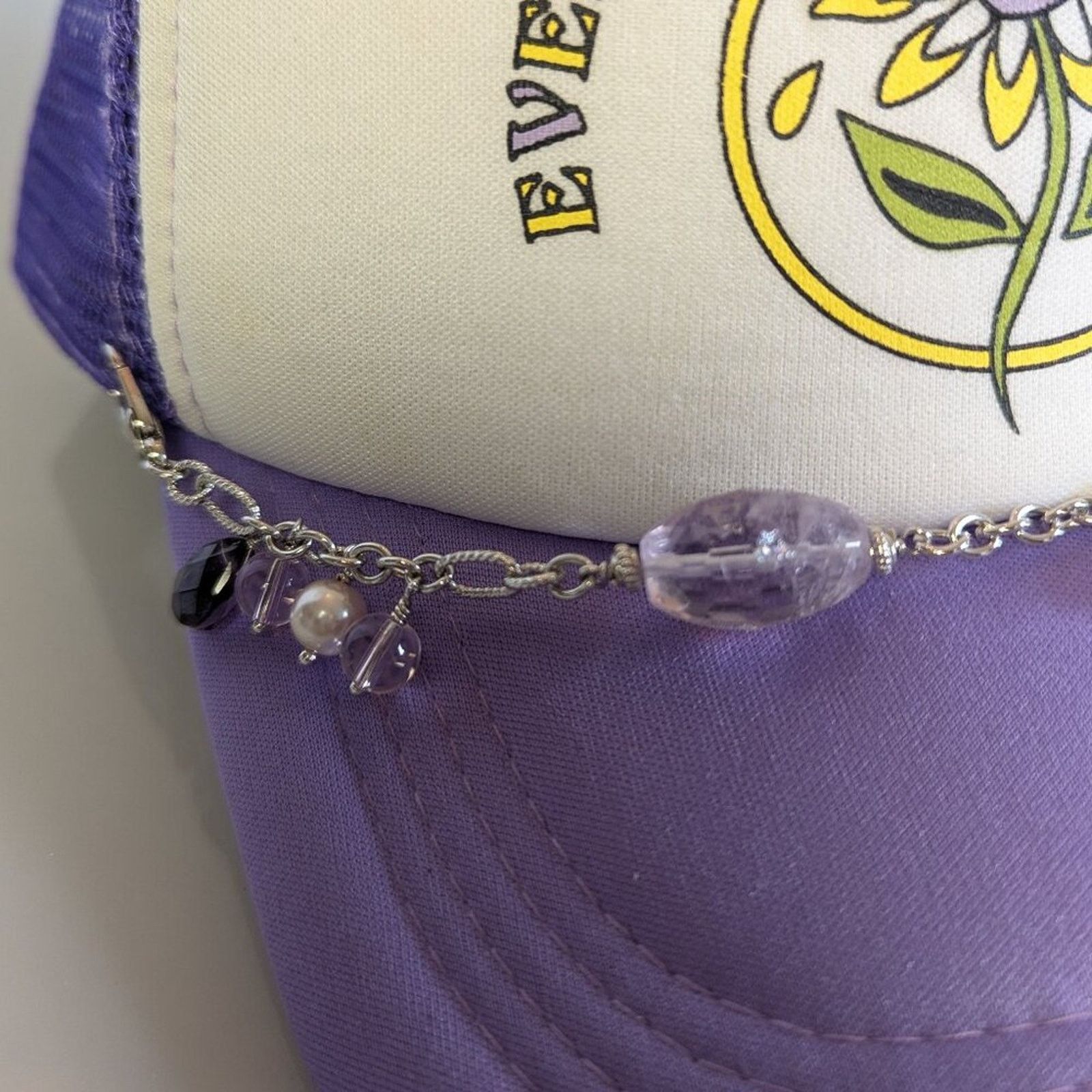Other Upcycled Jewelry Charm Chain Purple Adjustable Trucker Hat Size ONE SIZE - 5 Thumbnail