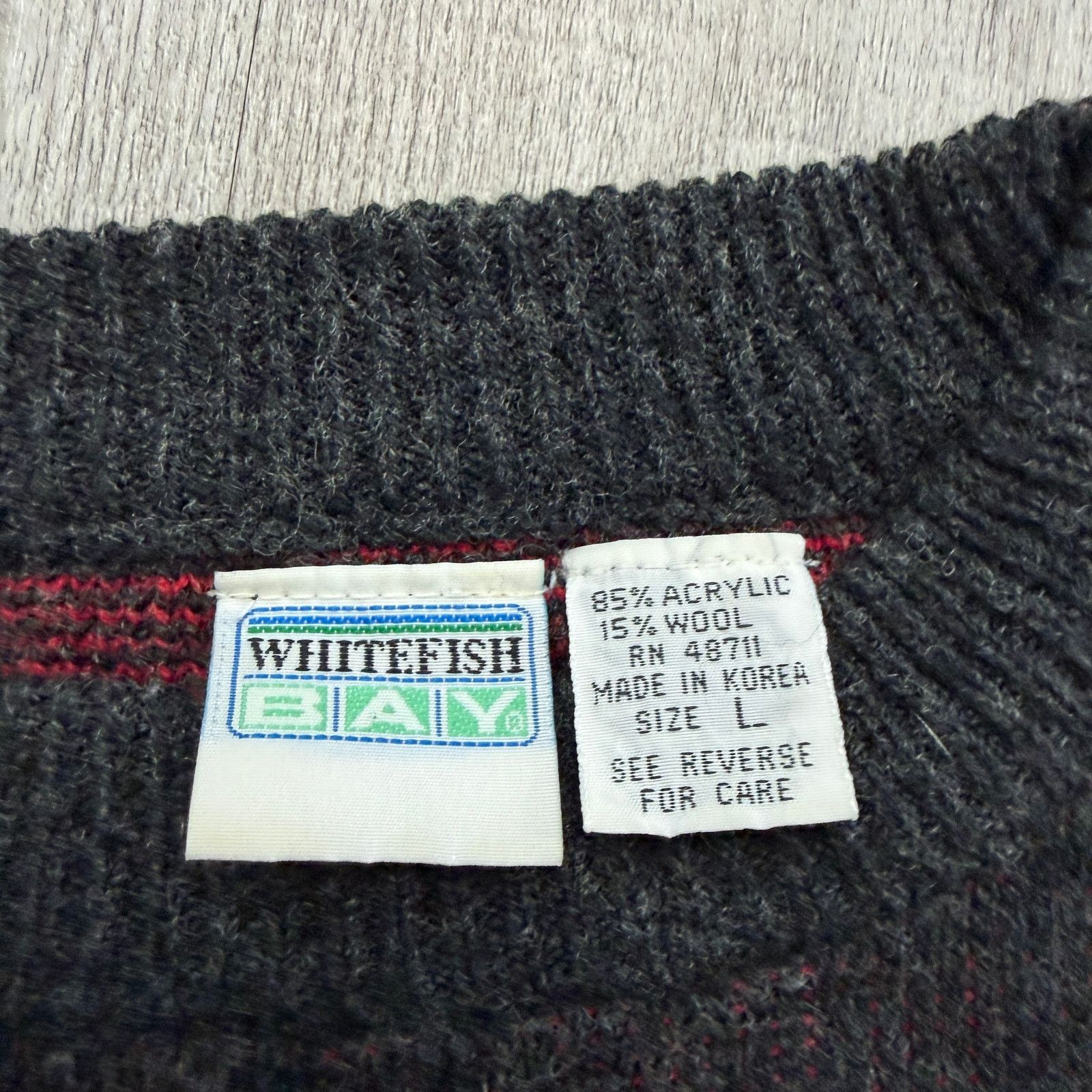Vintage Vintage White Fish Bay Sweater Men's Large Gray Fair Isle Size US L / EU 52-54 / 3 - 4 Thumbnail