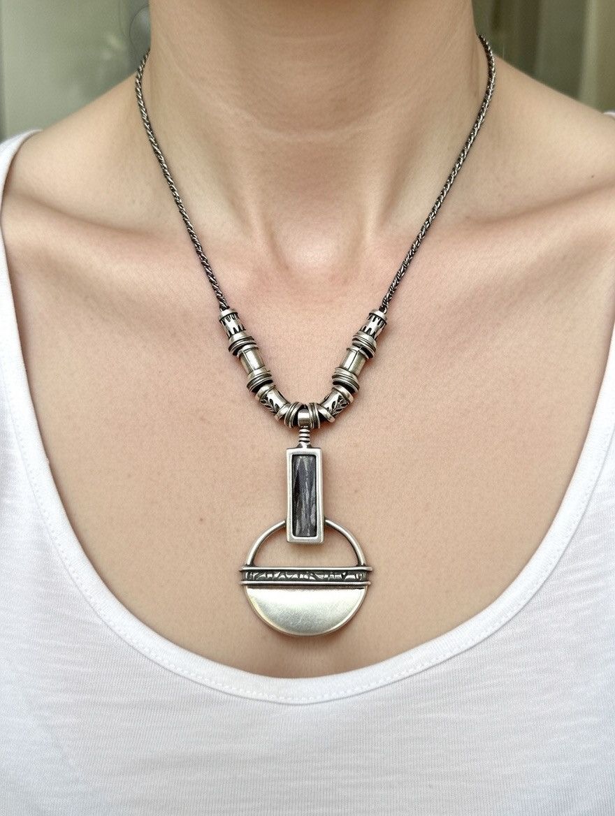 Sterling Silver 925 Vintage Lapis Pendant Necklace 24 Inch