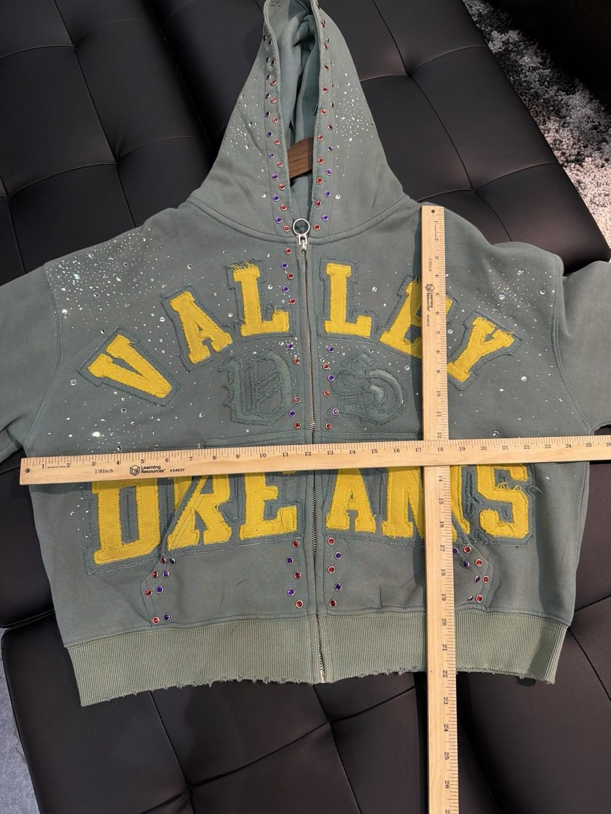 Vale M - Vale Zip Up Green Stone Studded Hoodie Authentic Valley Size US M / EU 48-50 / 2 - 8 Thumbnail