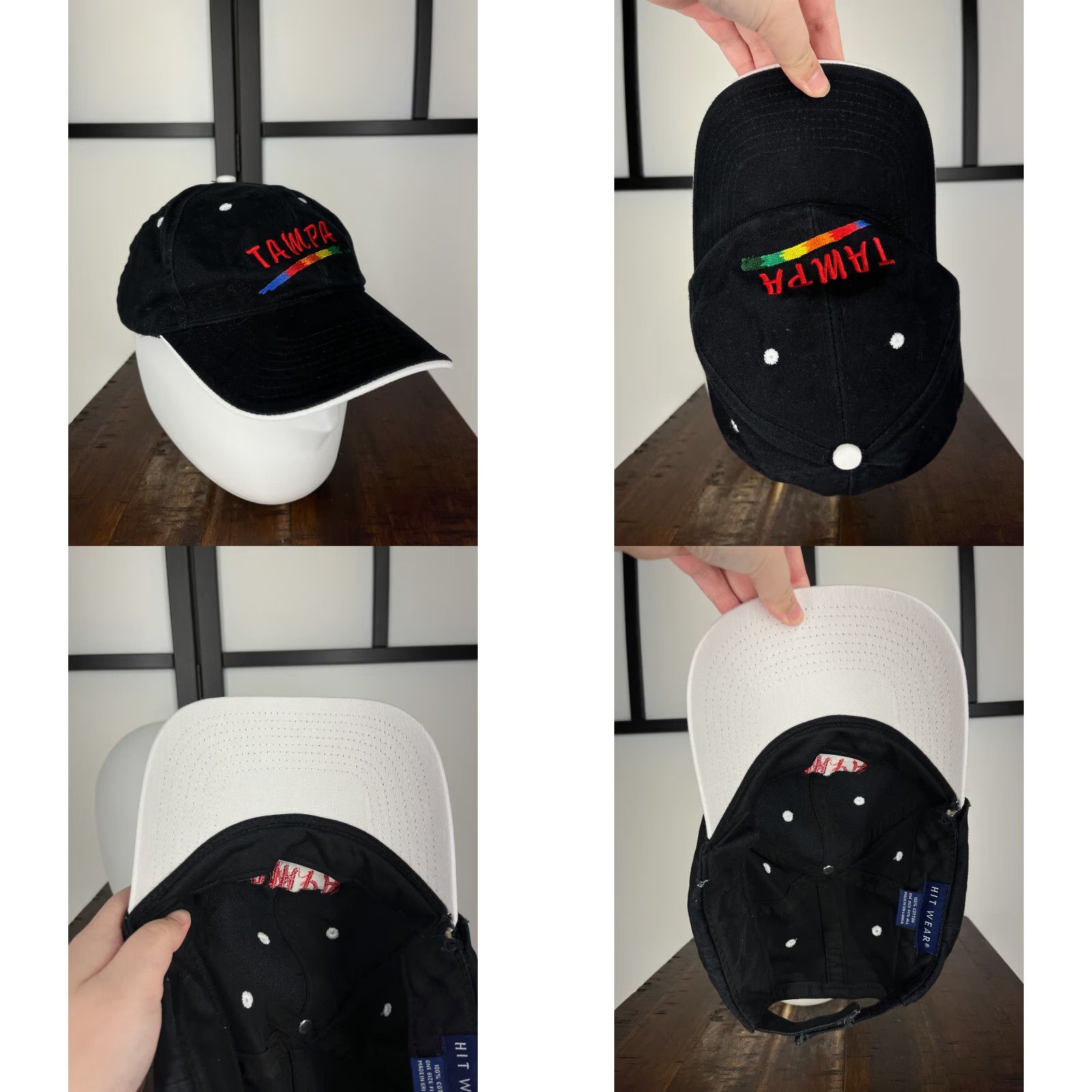 Rainbow VINTAGE HitWear Tampa Baseball Cap Unisex One Size Black Cotton Adjustable Embroidered Logo 90s Mens Womens Size ONE SIZE - 8 Thumbnail