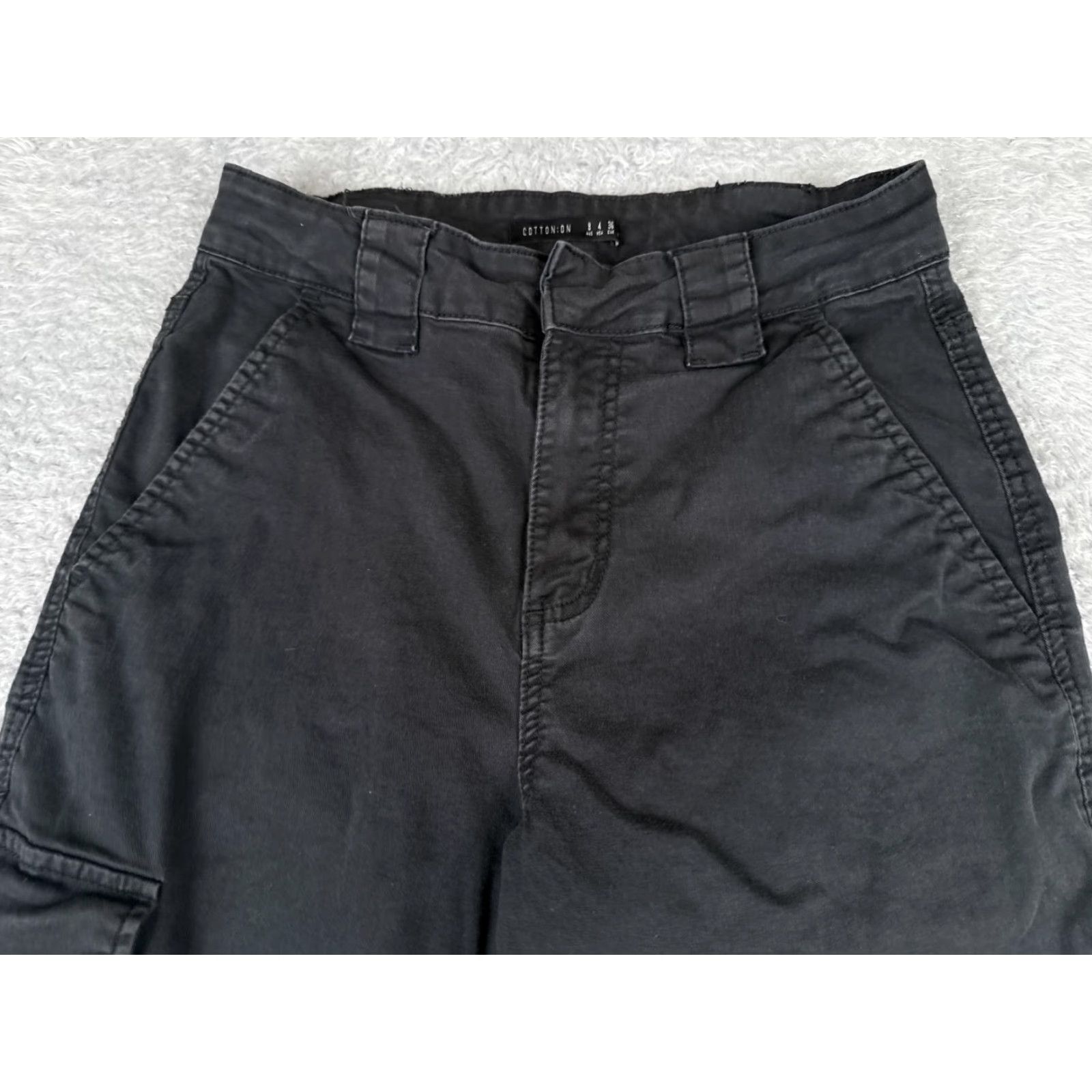 Cotton On Cotton On Women's Cargo Jogger Pants Black Tapered Stretch Denim 4 Utility Casual Size 27" / US 4 / IT 40 - 4 Thumbnail