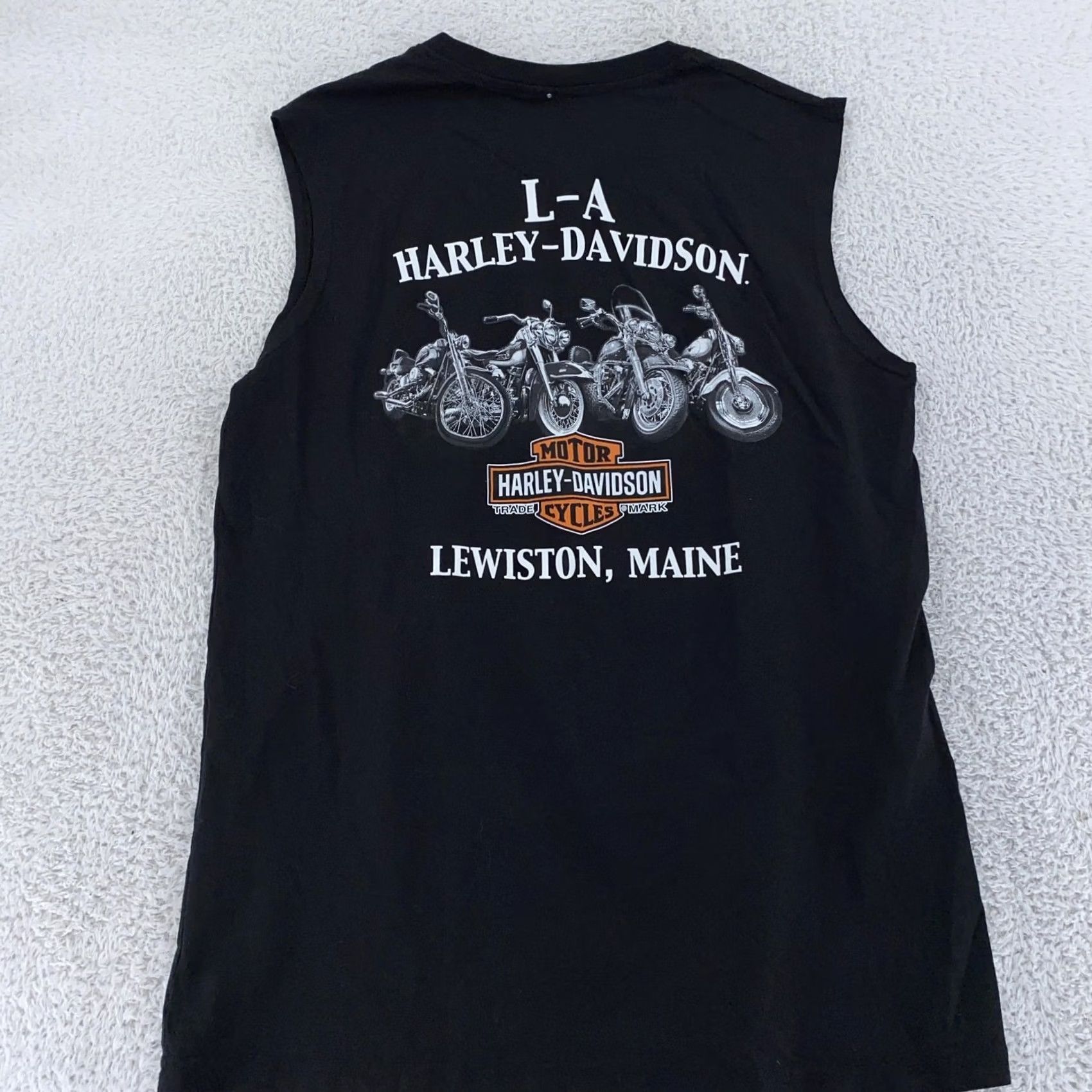 Harley Davidson Harley-Davidson T-Shirt Mens Medium Sleeveless Black Graphic Print Motorcycle Vintage Biker Maine USA? Size US M / EU 48-50 / 2 - 5 Thumbnail