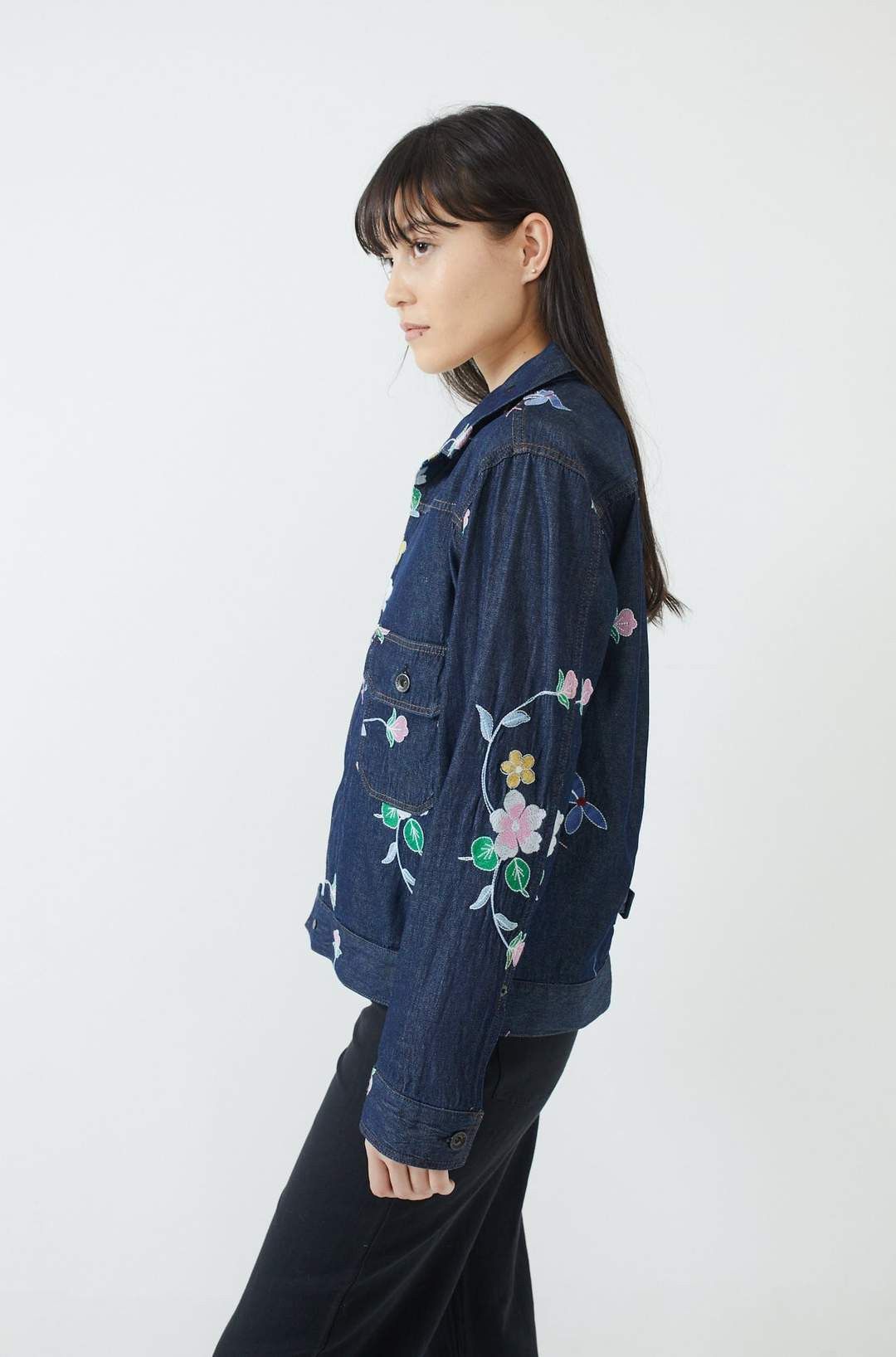 Engineered Garments INDIGO DENIM FLORAL EMBROIDERY TRUCKER JACKET Size US XXS / EU 40 - 5 Thumbnail