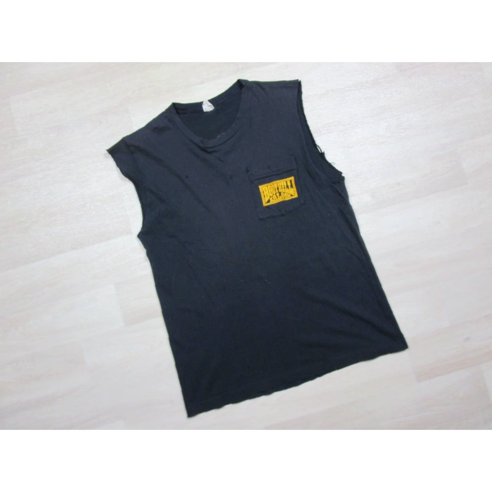 VINTAGE Boothill Saloon Daytona Beach 90s Graphic Pocket T Shirt (L) Motorcycle Shirt Men Black Cotton